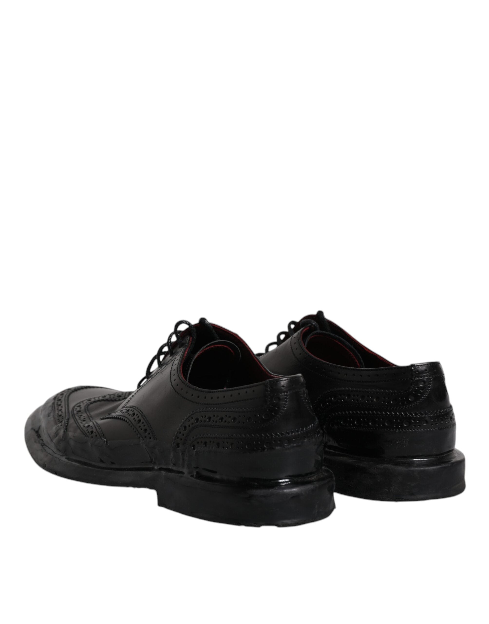 Dolce & Gabbana Black Leather Derby Wingtip Formal Men's Shoes