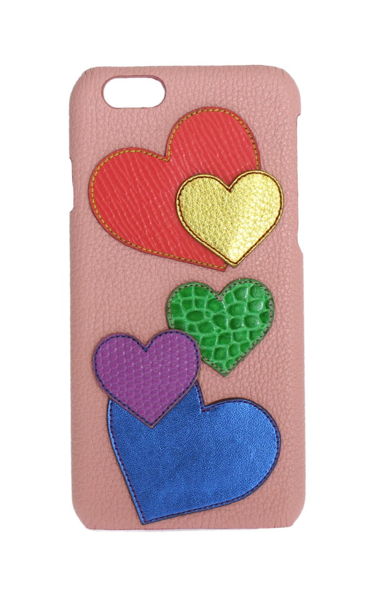 Dolce & Gabbana Chic Pink Leather Heart-Embellished Phone Women's Cover