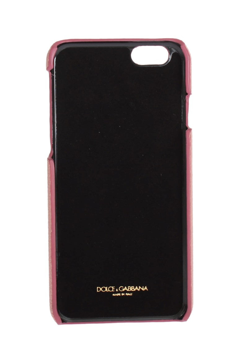 Dolce & Gabbana Chic Pink Leather Heart-Embellished Phone Women's Cover