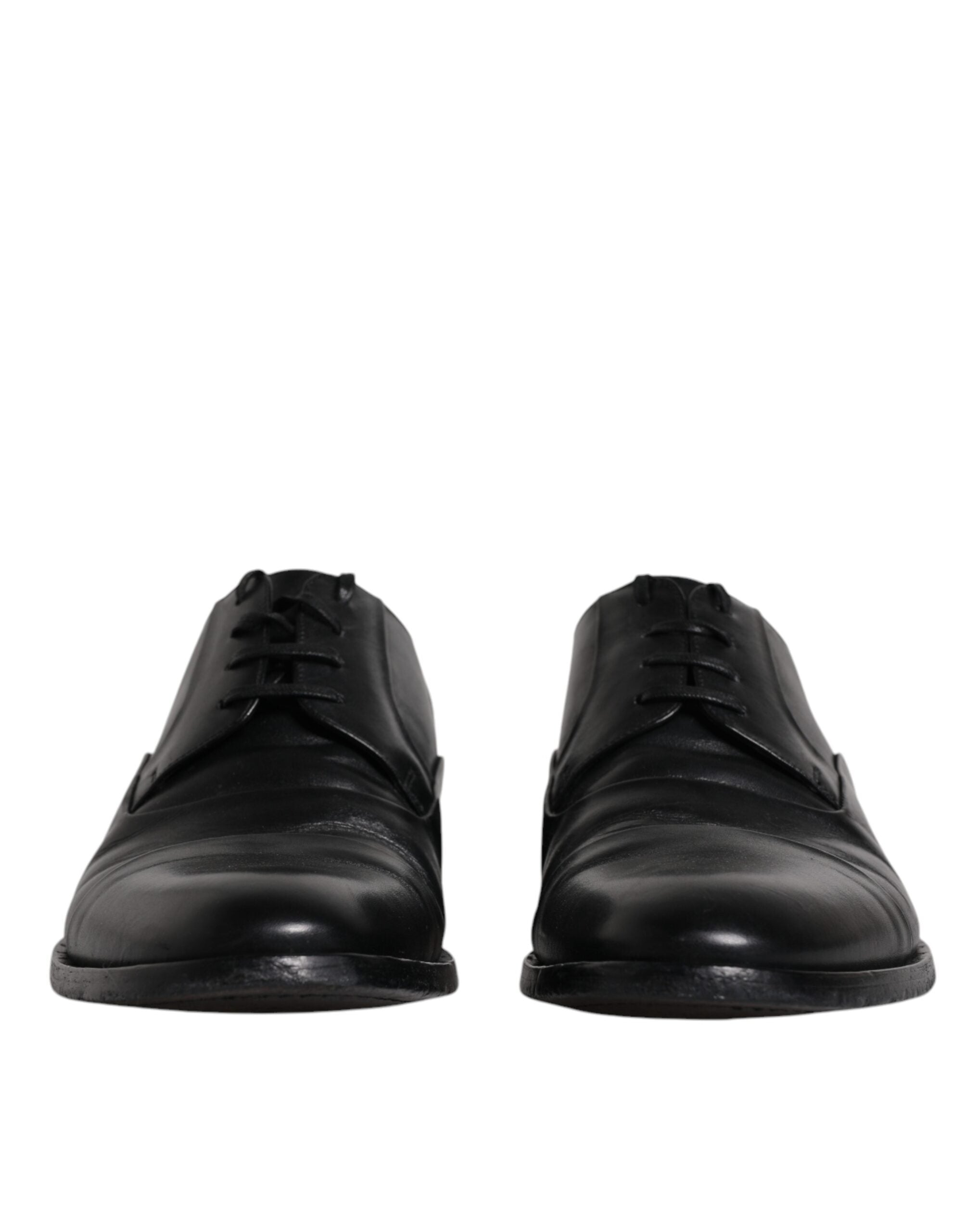 Dolce & Gabbana Black Leather Lace Up Men Derby Formal Men's Shoes (Pre-Owned)