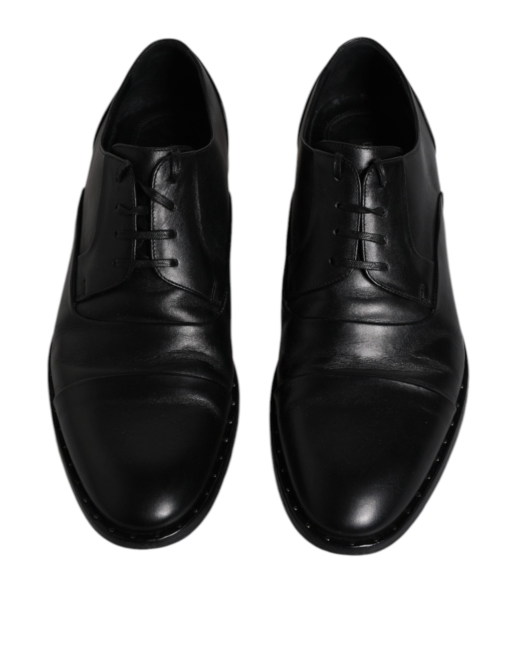 Dolce & Gabbana Black Leather Lace Up Men Derby Formal Men's Shoes (Pre-Owned)