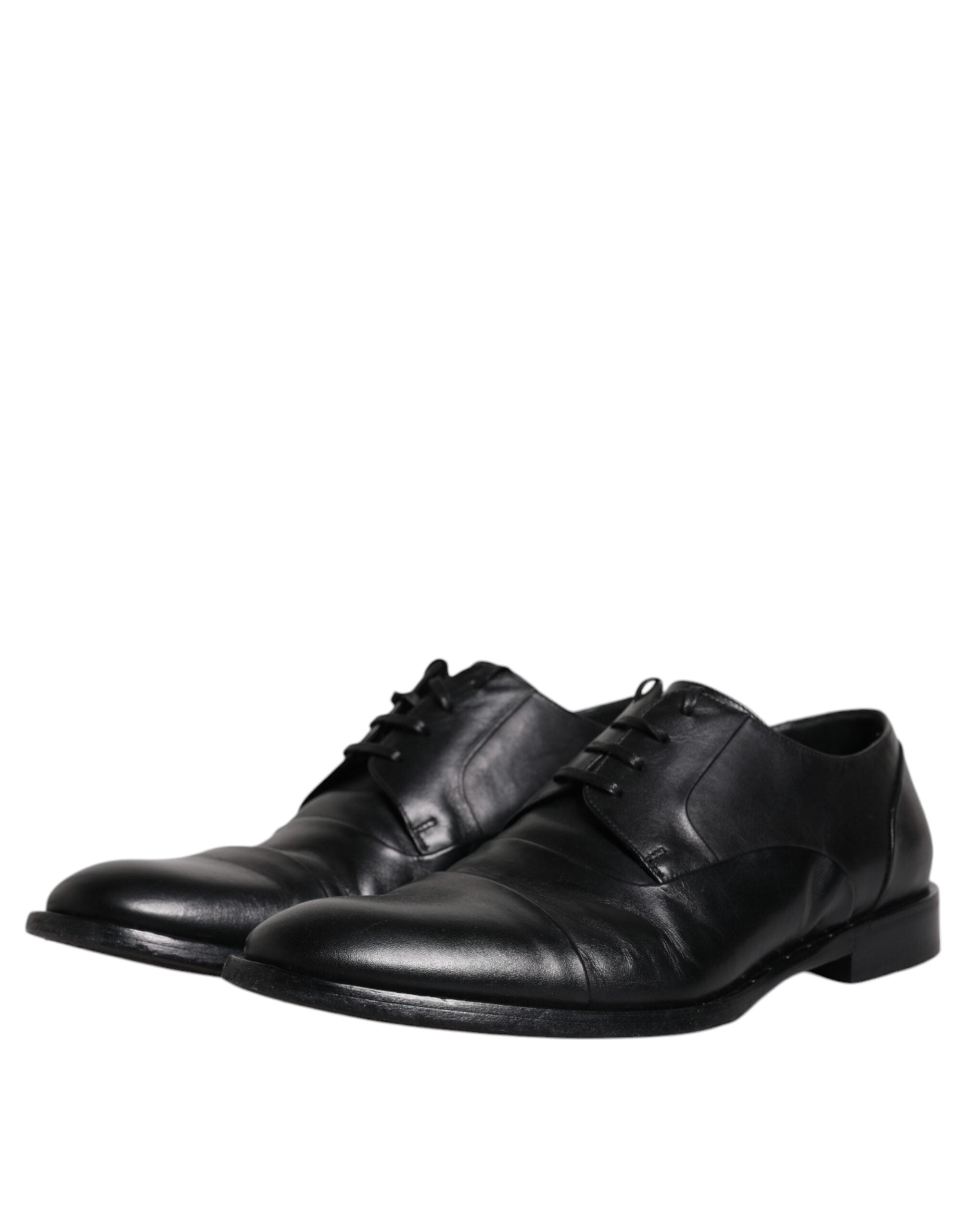 Dolce & Gabbana Black Leather Lace Up Men Derby Formal Men's Shoes (Pre-Owned)