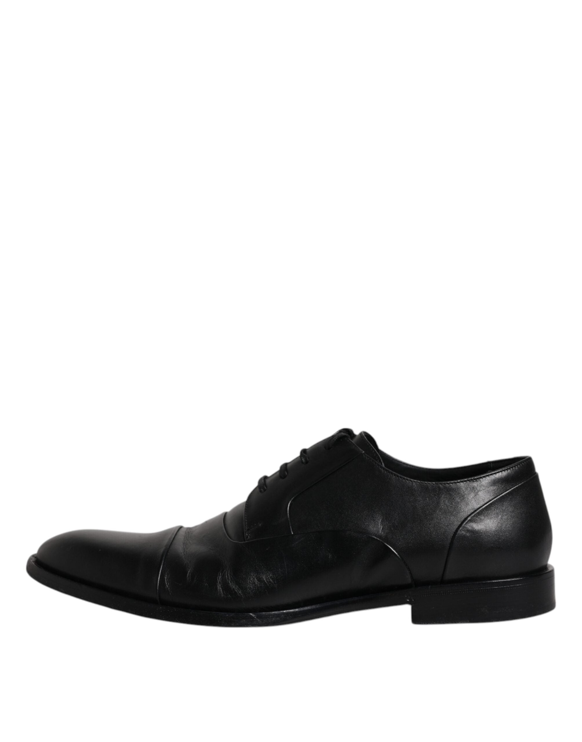 Dolce & Gabbana Black Leather Lace Up Men Derby Formal Men's Shoes (Pre-Owned)