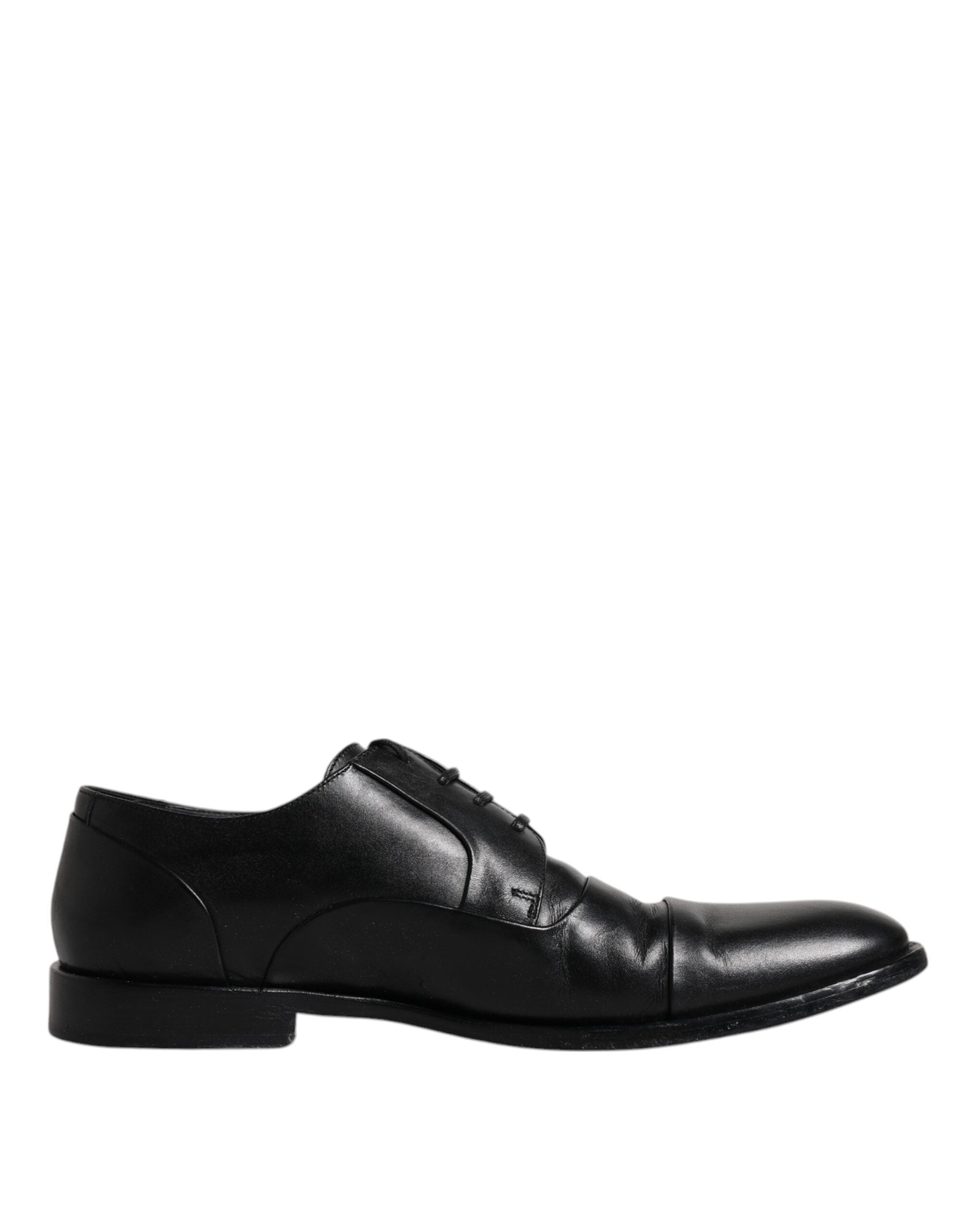 Dolce & Gabbana Black Leather Lace Up Men Derby Formal Men's Shoes (Pre-Owned)
