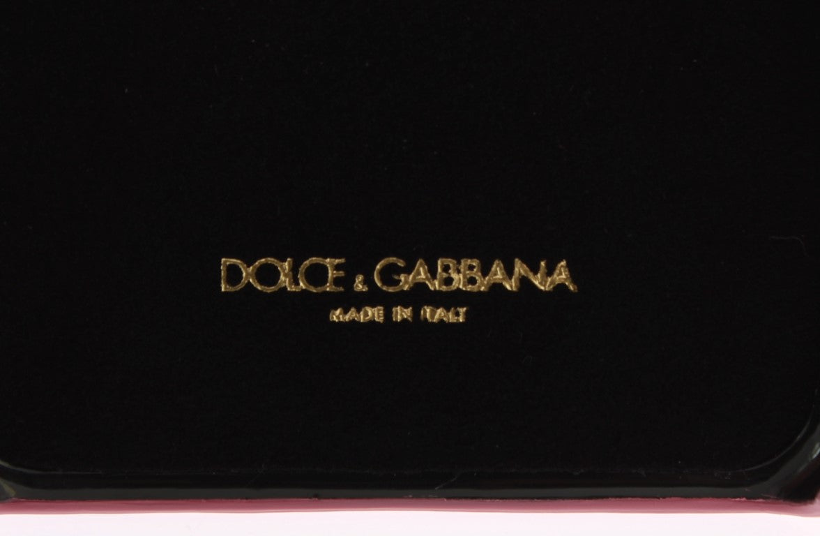 Dolce & Gabbana Chic Pink Leather Heart-Embellished Phone Women's Cover