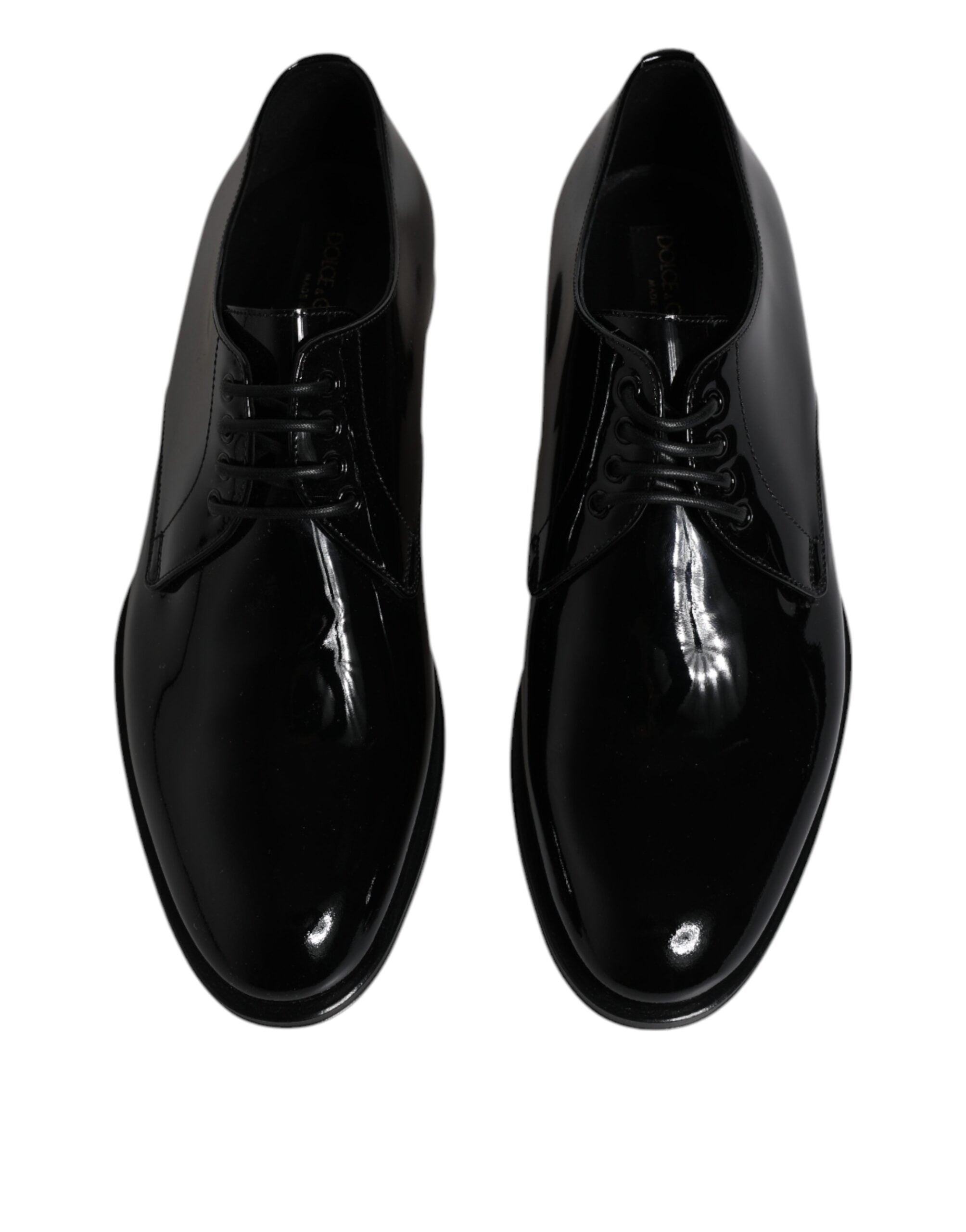 Dolce & Gabbana Black Patent Leather Derby Formal Dress Men's Shoes (Pre-Owned)