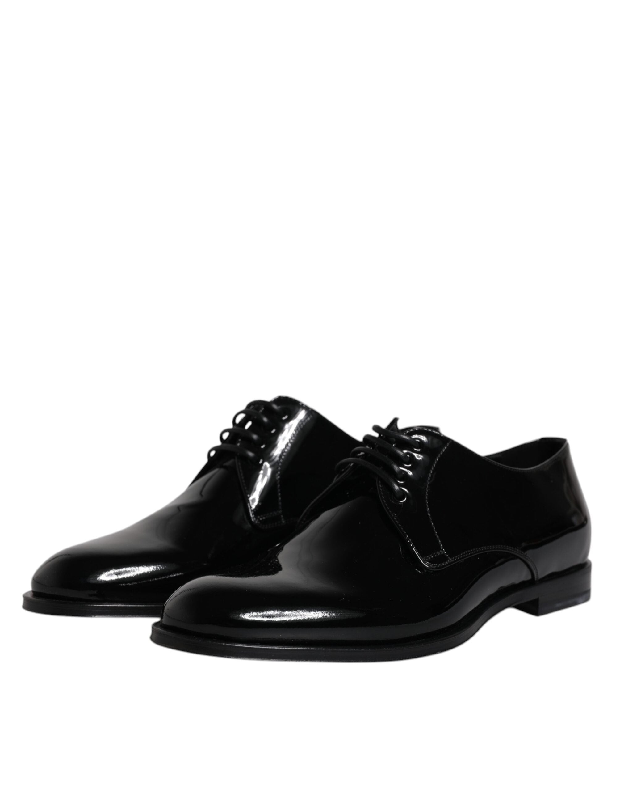 Dolce & Gabbana Black Patent Leather Derby Formal Dress Men's Shoes (Pre-Owned)