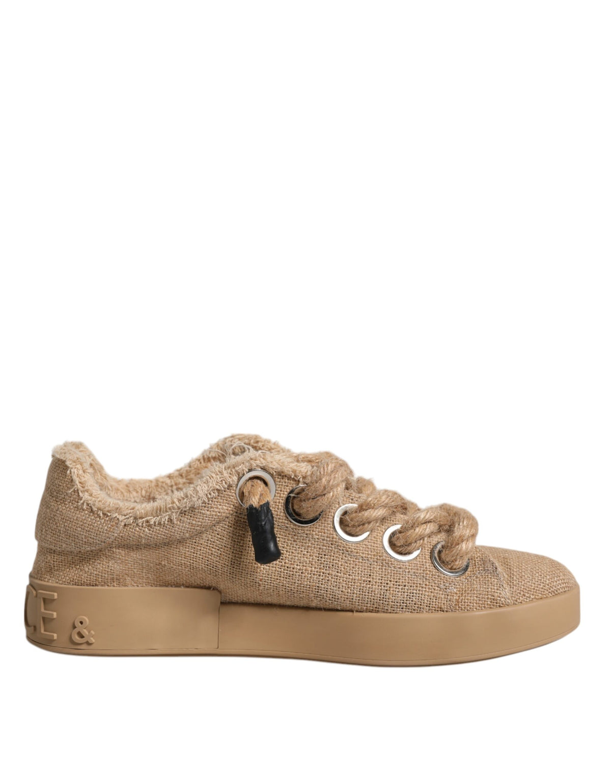 Dolce & Gabbana Brown Jute Fabric Low Top Men Sneakers Men's Shoes