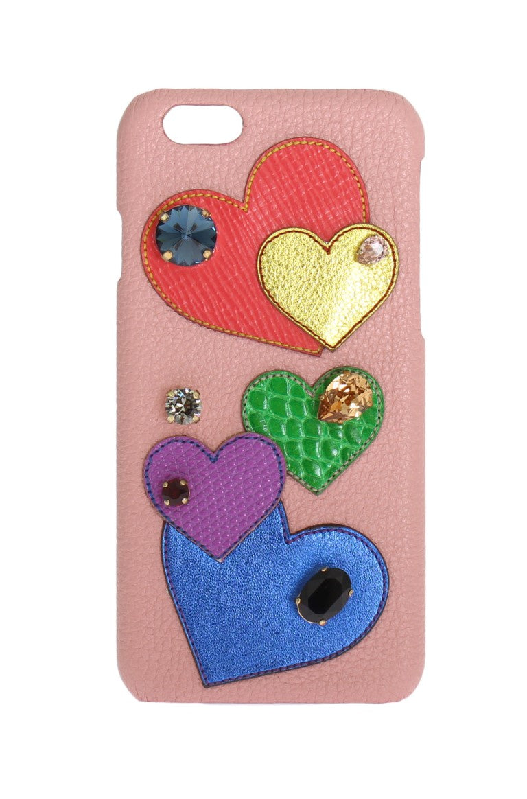 Dolce & Gabbana Chic Pink Leather Crystal iPhone Women's Case