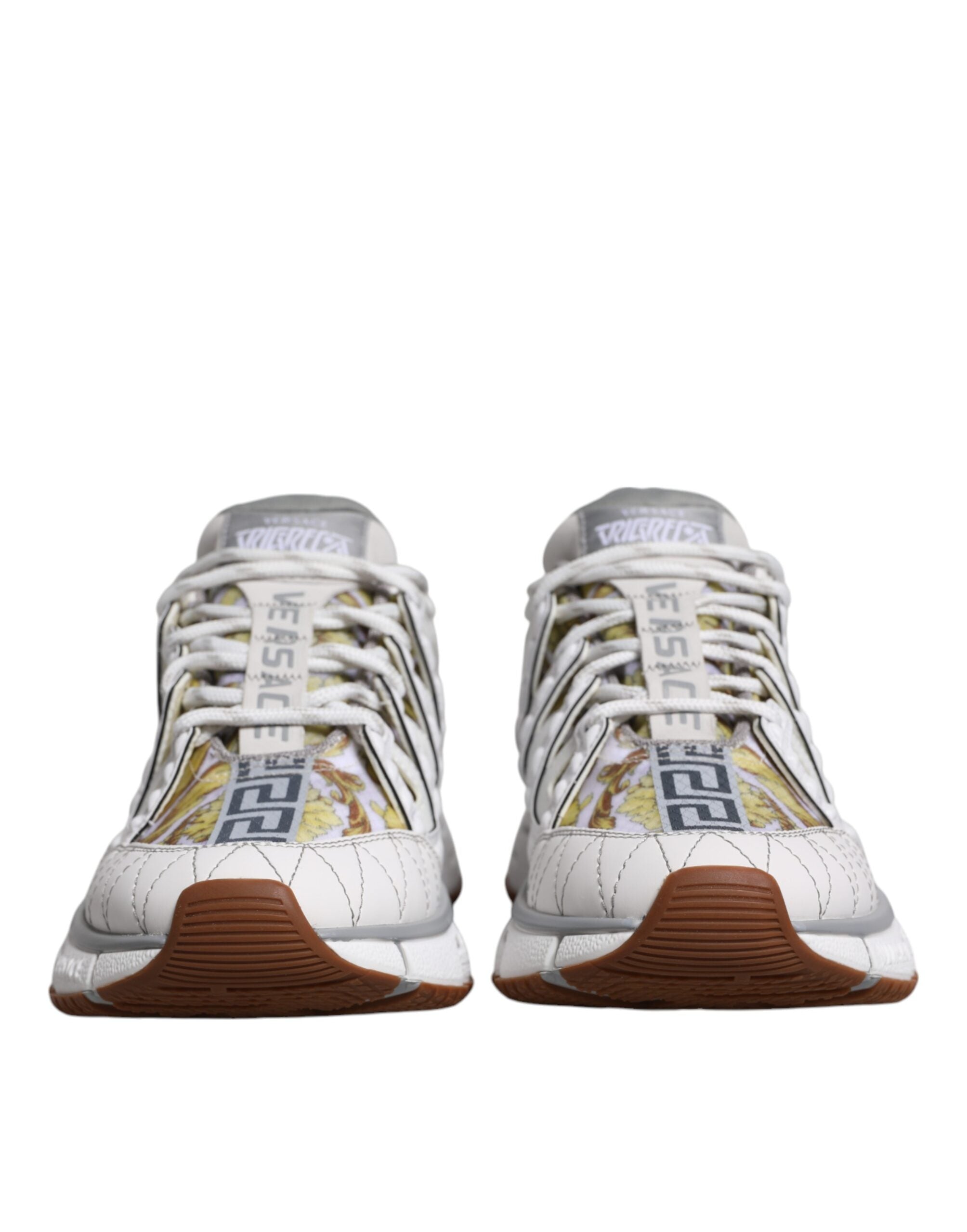 Versace White Trigreca Barocco Print Low Top Sneakers Men's Shoes
