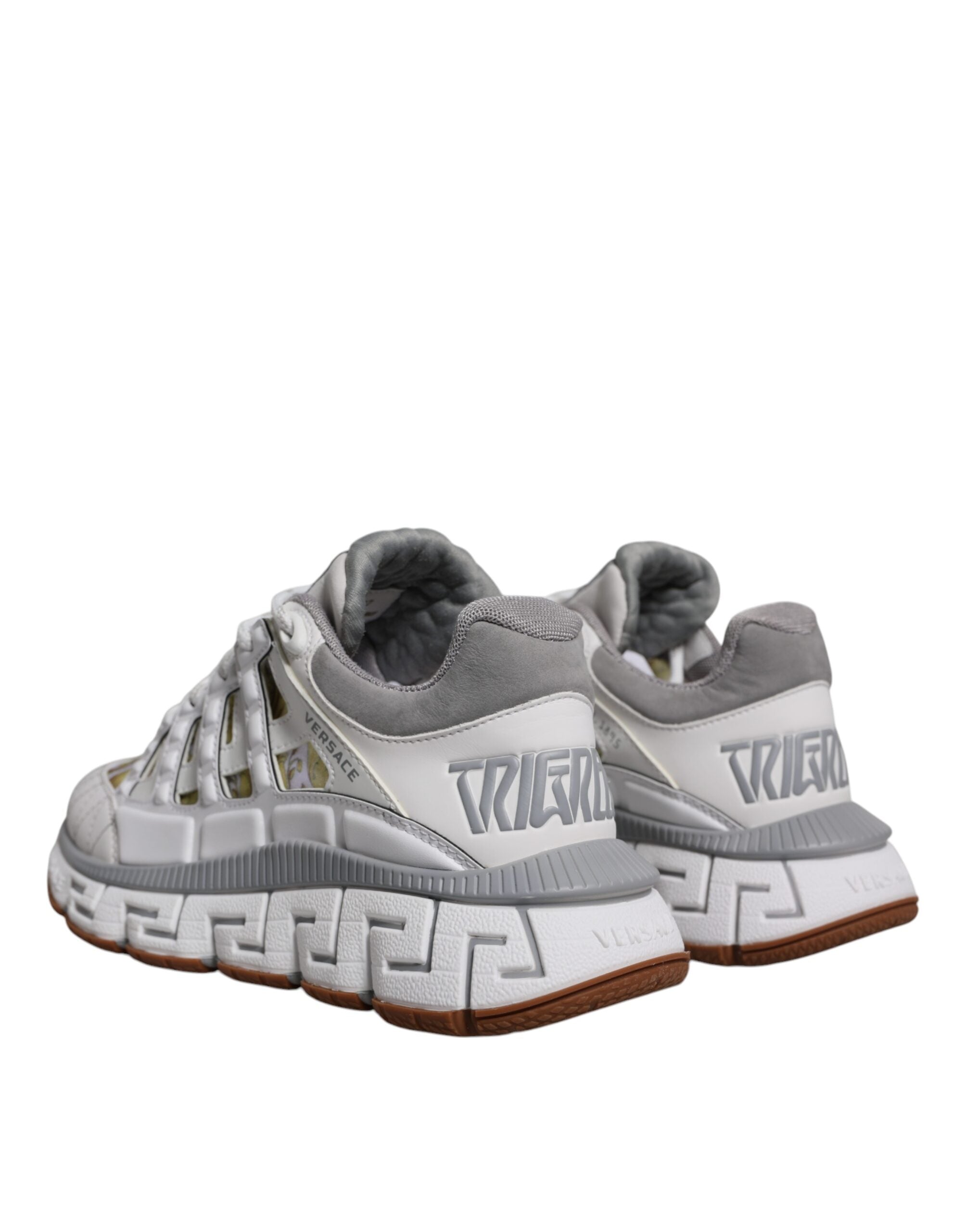 Versace White Trigreca Barocco Print Low Top Sneakers Men's Shoes