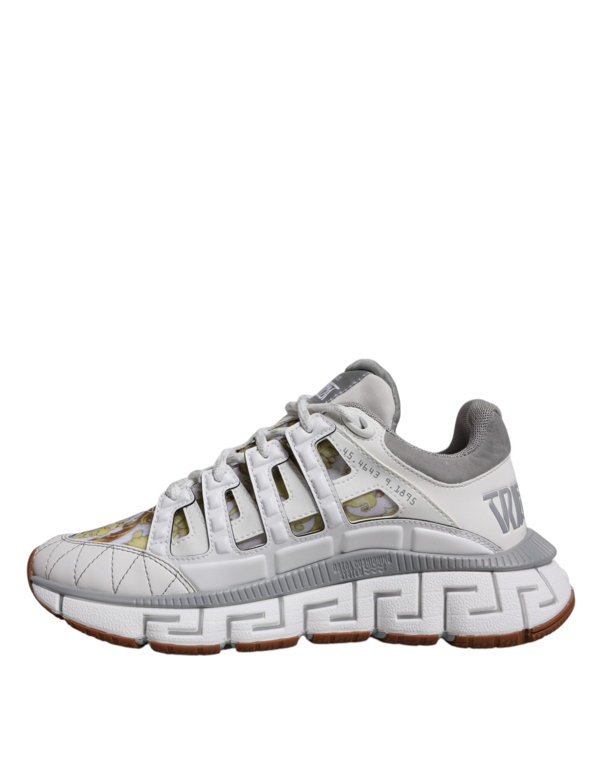 Versace White Trigreca Barocco Print Low Top Sneakers Men's Shoes
