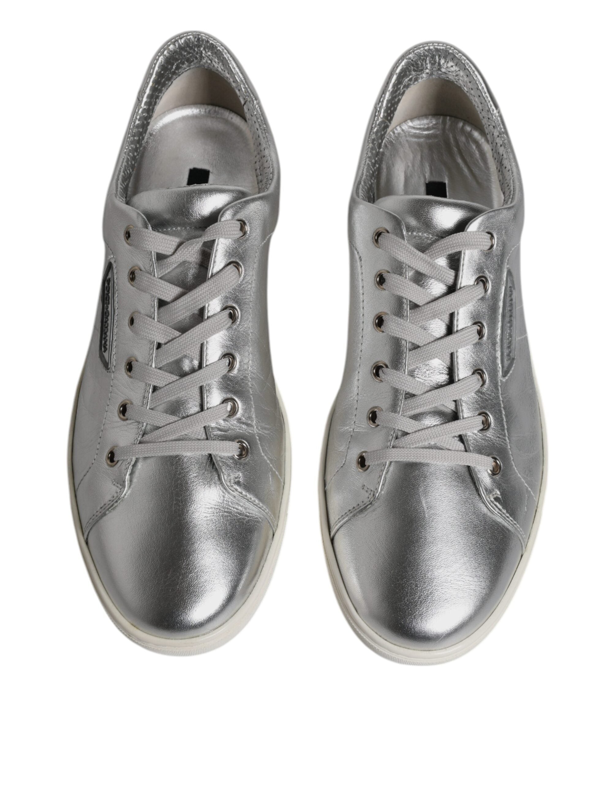 Dolce & Gabbana Silver London Low Top Leather Sneakers Men's Shoes (Pre-Owned)