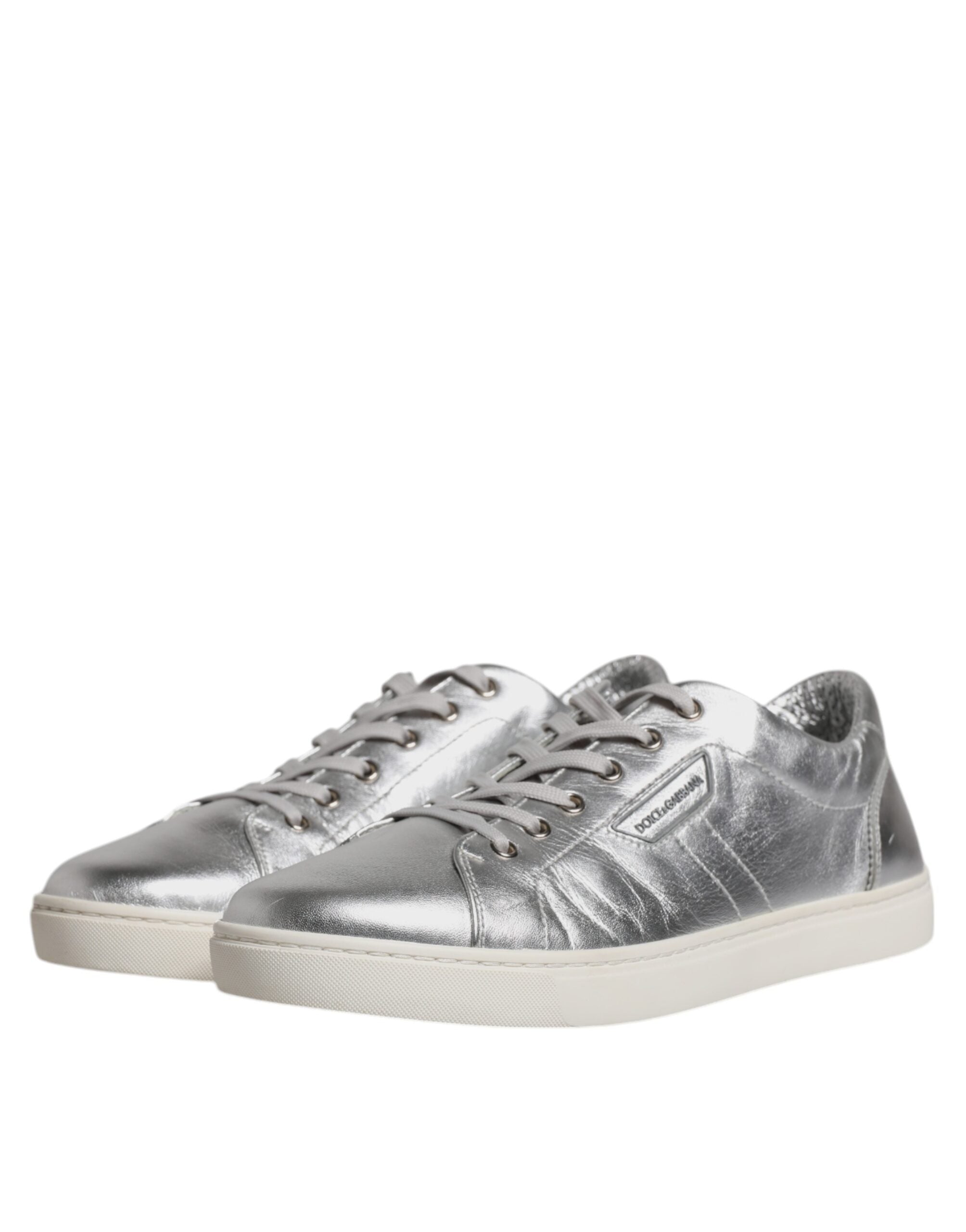 Dolce & Gabbana Silver London Low Top Leather Sneakers Men's Shoes (Pre-Owned)
