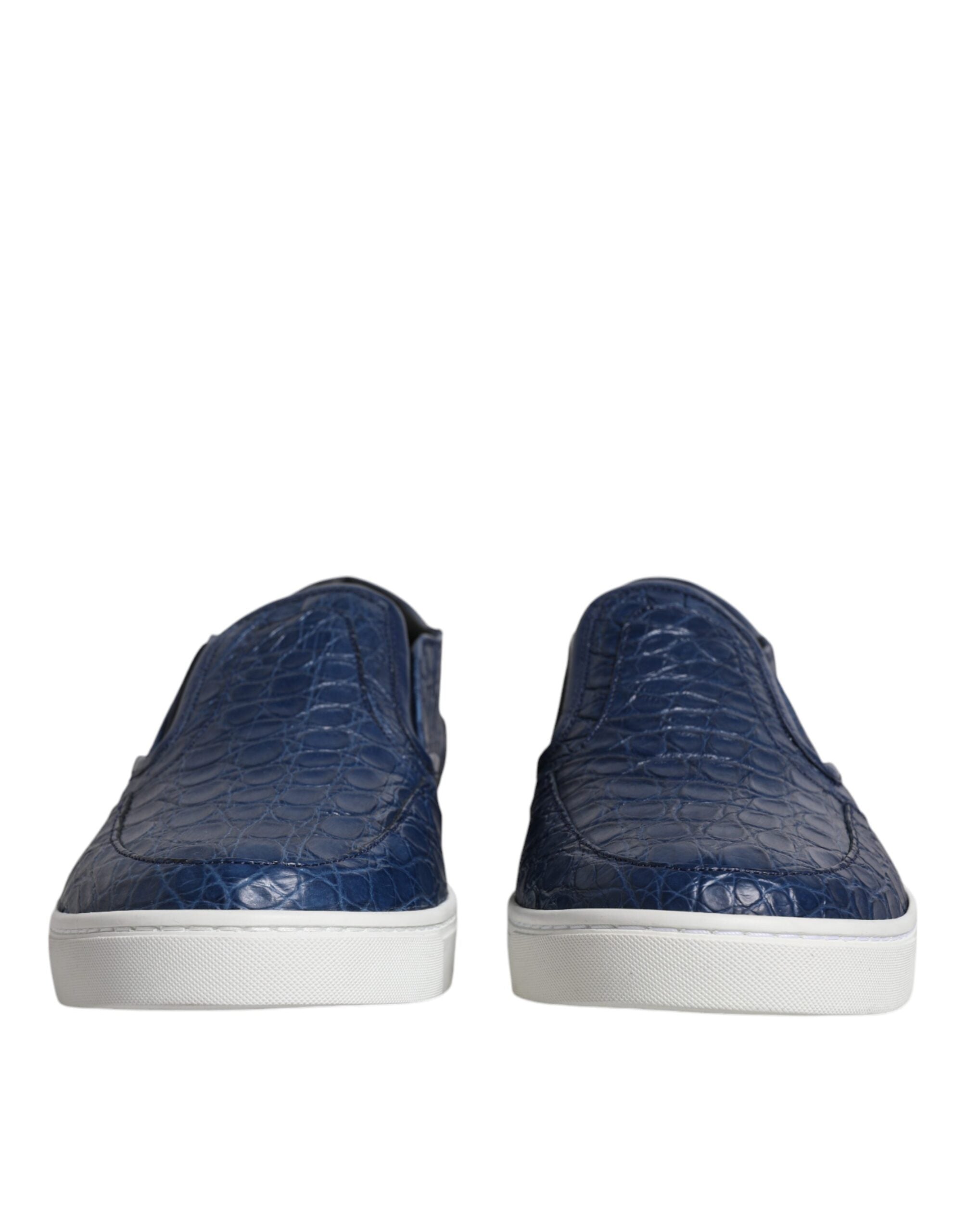Dolce & Gabbana Blue Croc Exotic Leather Men Sneakers Men's Shoes