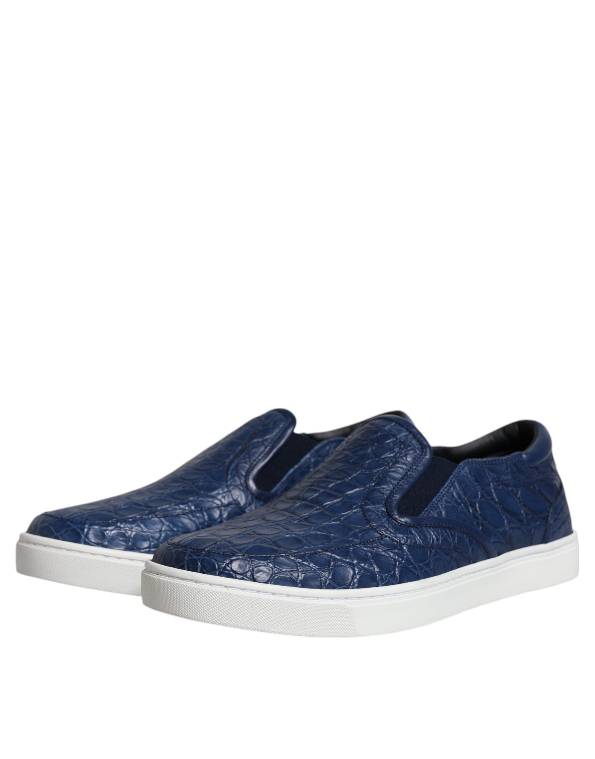 Dolce & Gabbana Blue Croc Exotic Leather Men Sneakers Men's Shoes