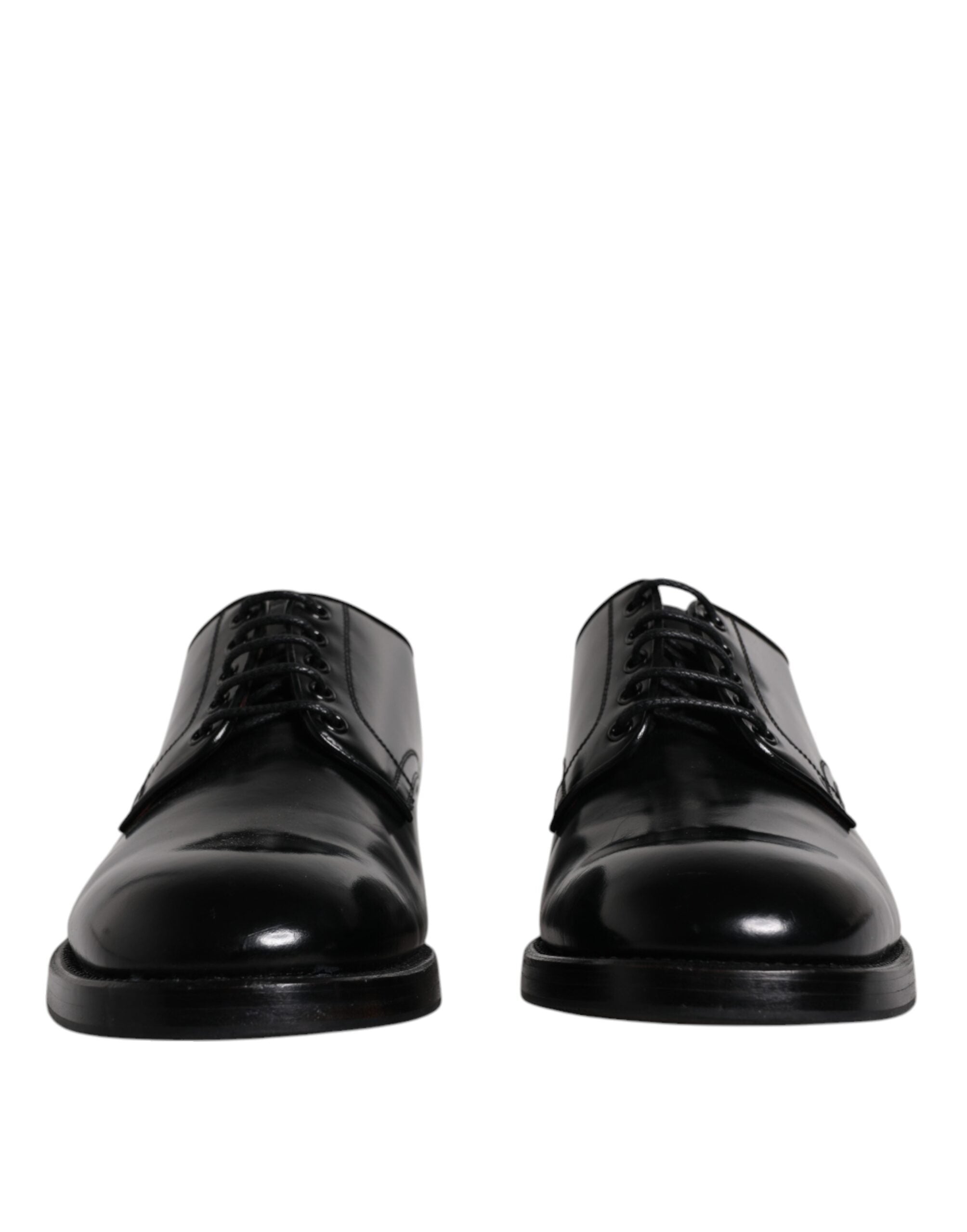 Dolce & Gabbana Black Leather Lace Up Men Derby Formal Men's Shoes (Pre-Owned)