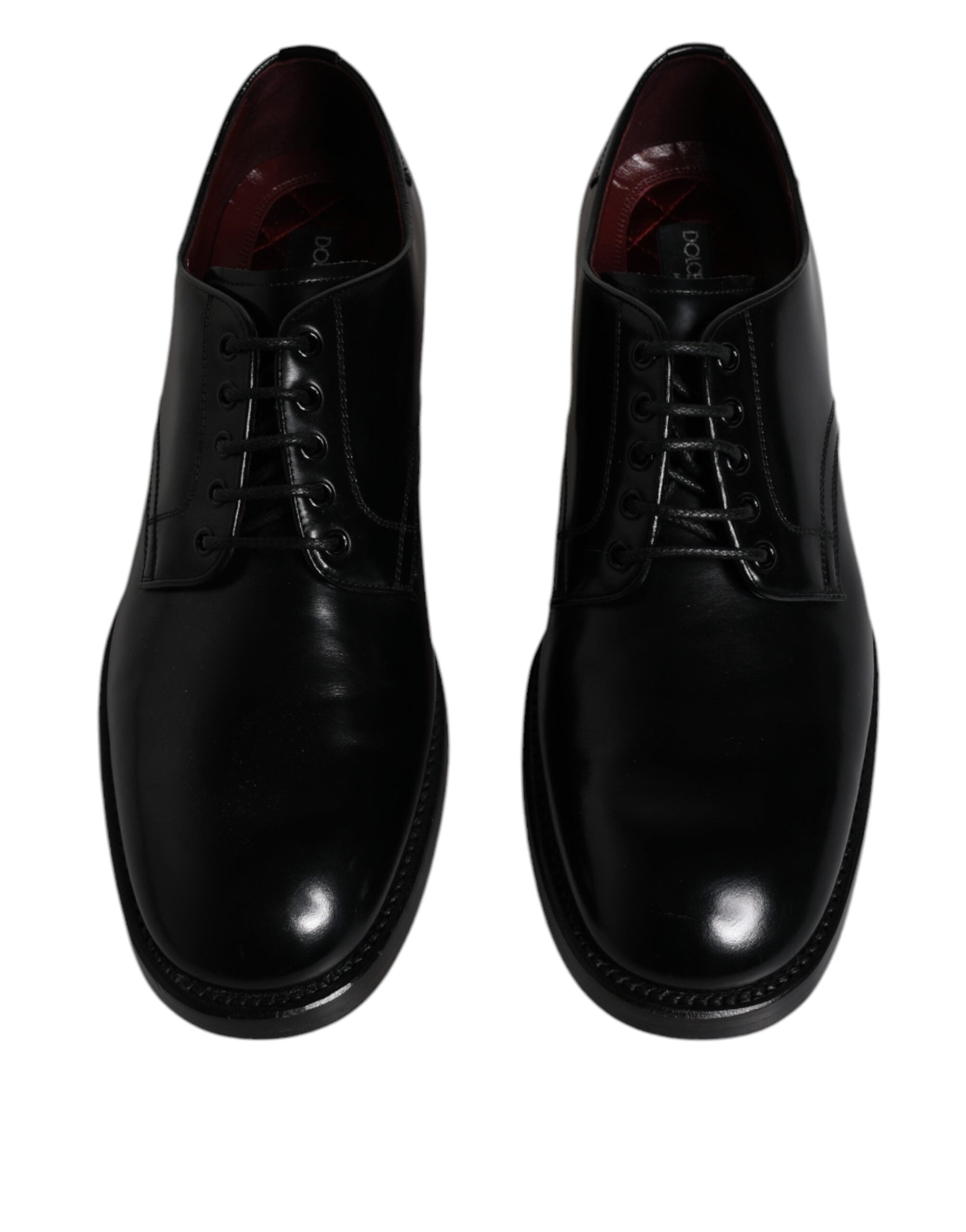 Dolce & Gabbana Black Leather Lace Up Men Derby Formal Men's Shoes (Pre-Owned)