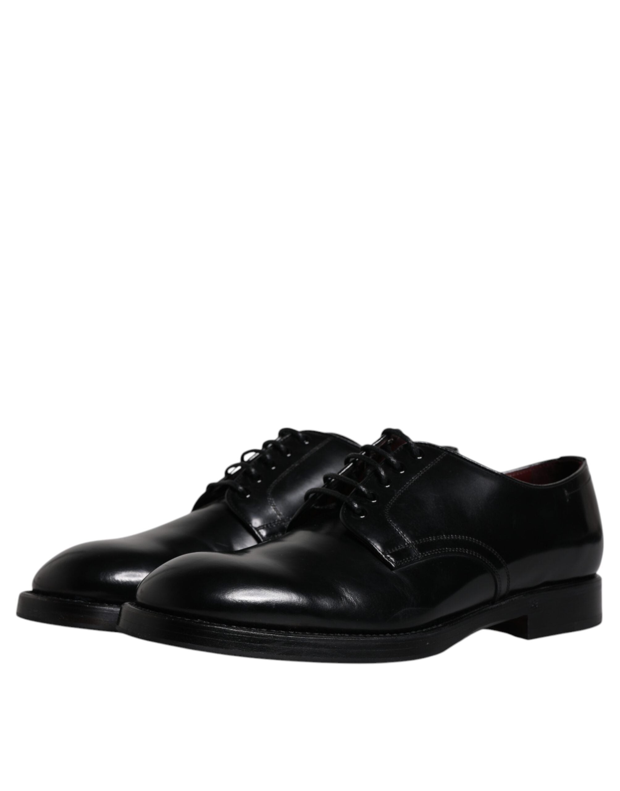 Dolce & Gabbana Black Leather Lace Up Men Derby Formal Men's Shoes (Pre-Owned)