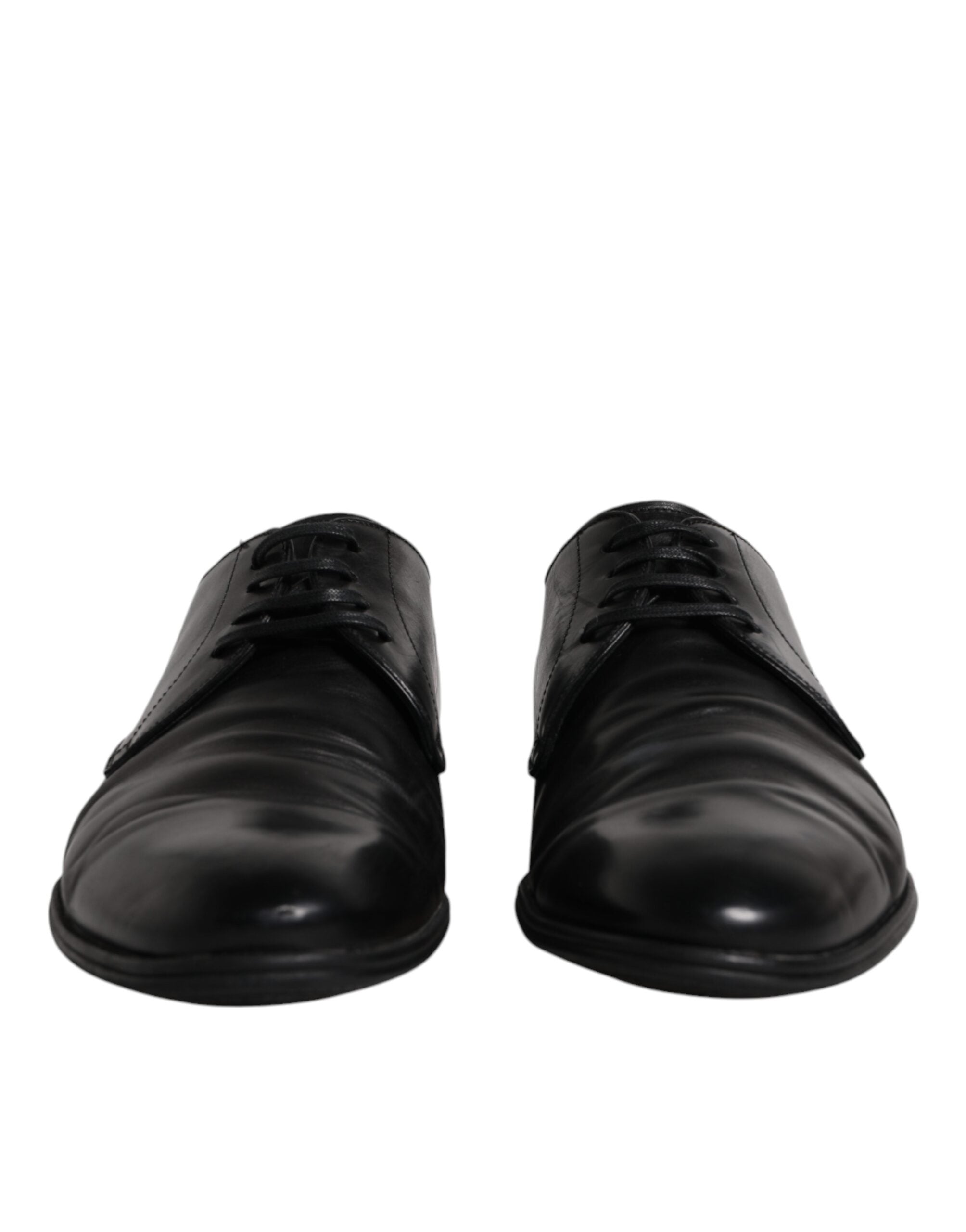 Dolce & Gabbana Black Leather Lace Up Men Derby Formal Men's Shoes (Pre-Owned)