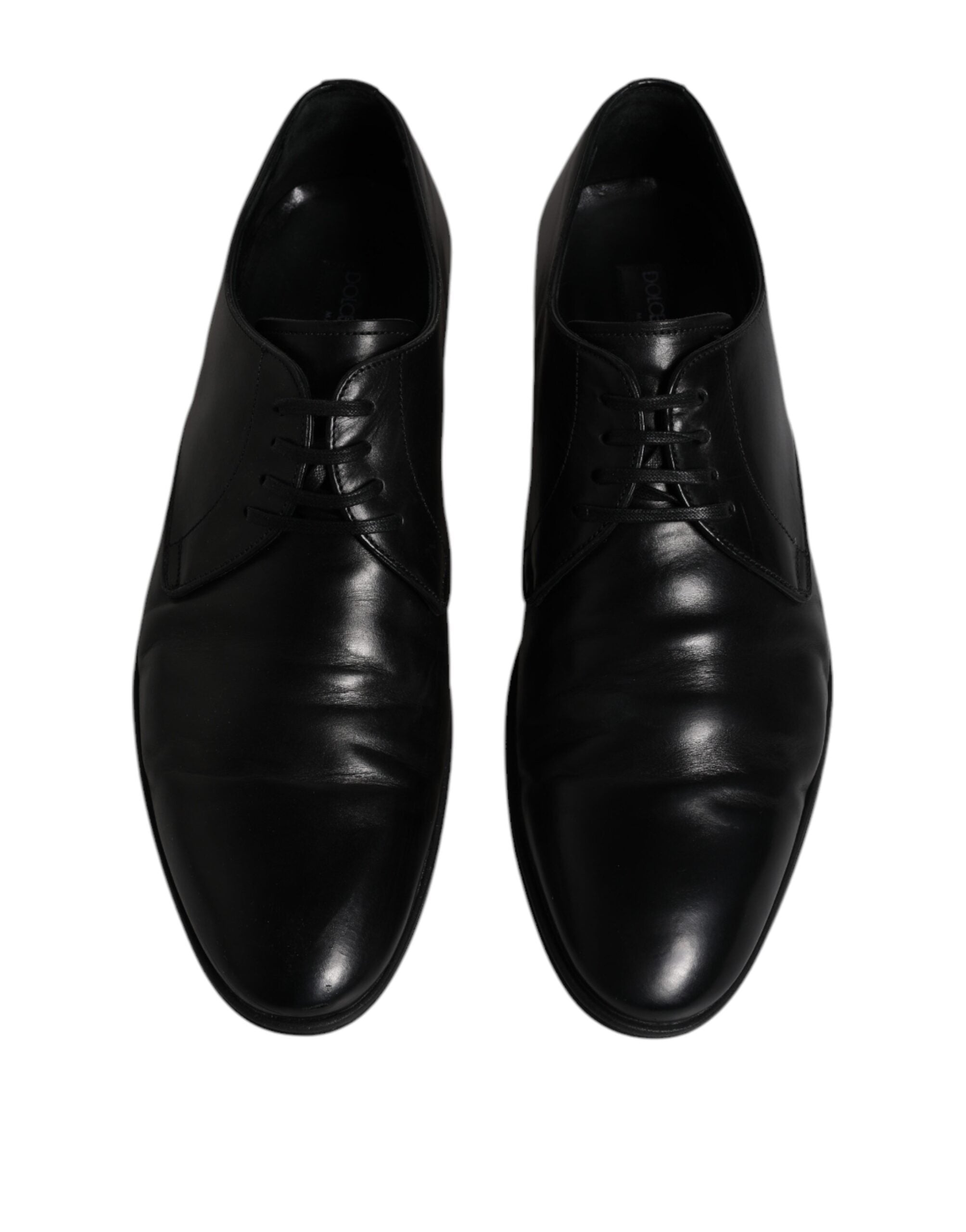 Dolce & Gabbana Black Leather Lace Up Men Derby Formal Men's Shoes (Pre-Owned)