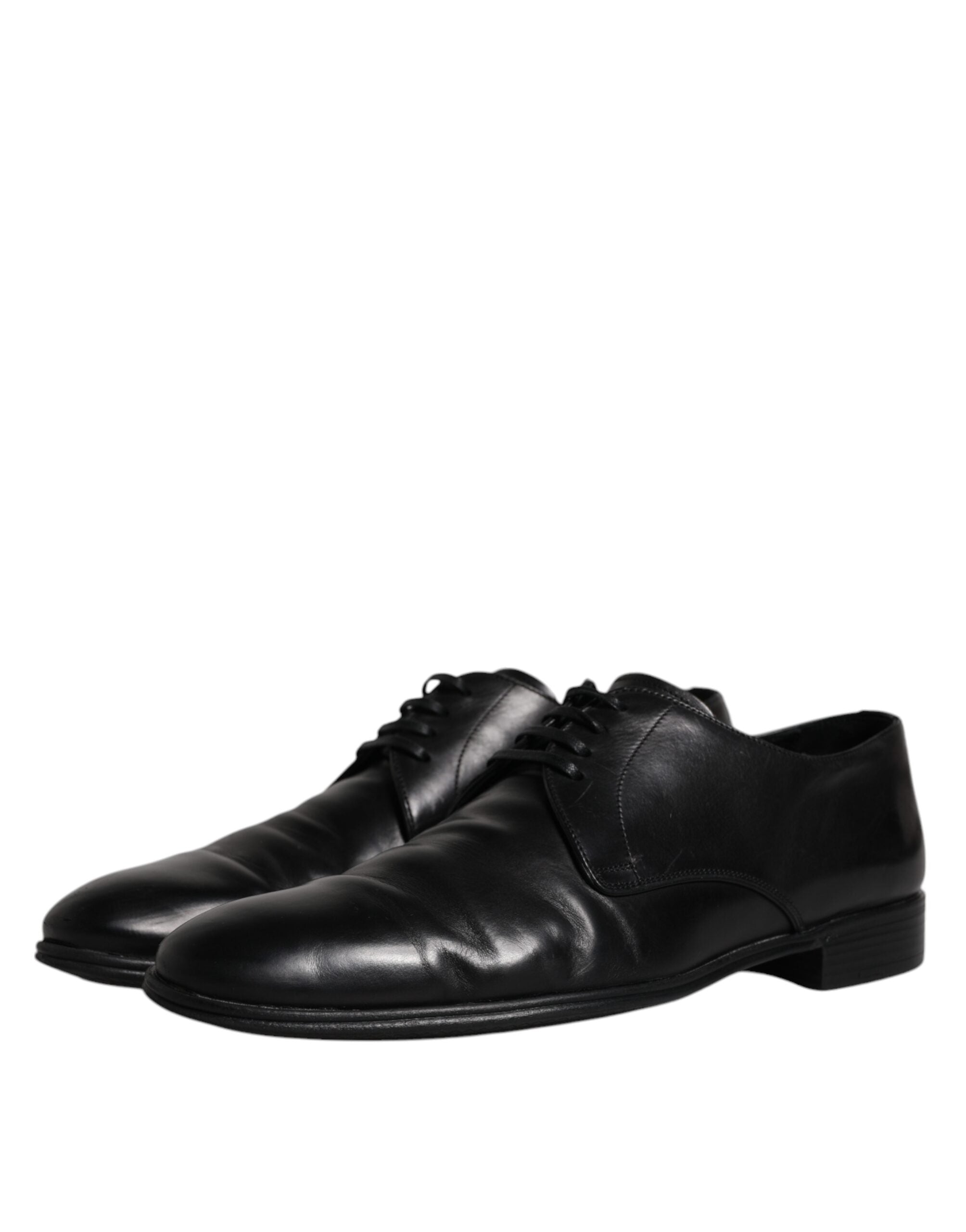 Dolce & Gabbana Black Leather Lace Up Men Derby Formal Men's Shoes (Pre-Owned)