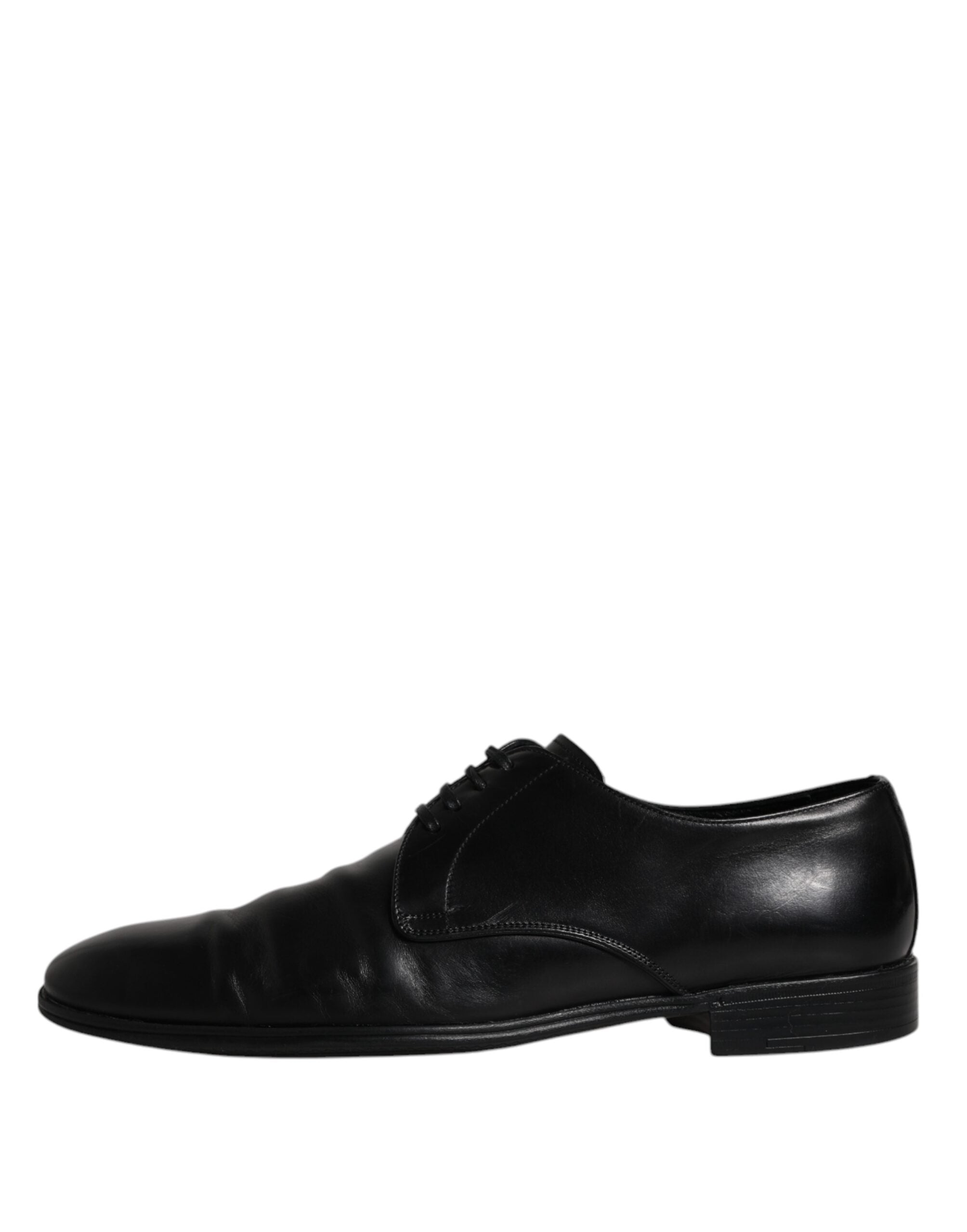 Dolce & Gabbana Black Leather Lace Up Men Derby Formal Men's Shoes (Pre-Owned)