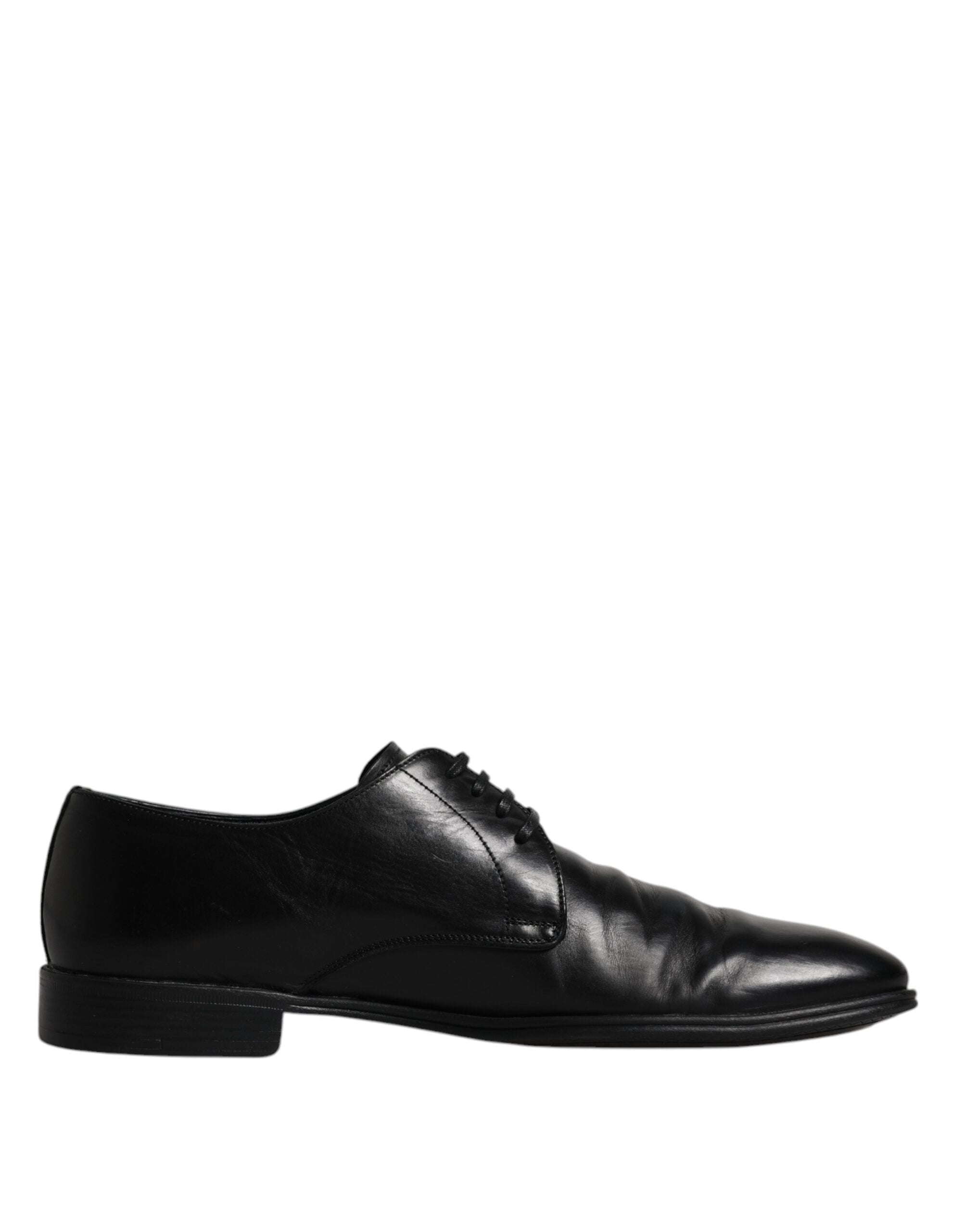 Dolce & Gabbana Black Leather Lace Up Men Derby Formal Men's Shoes (Pre-Owned)