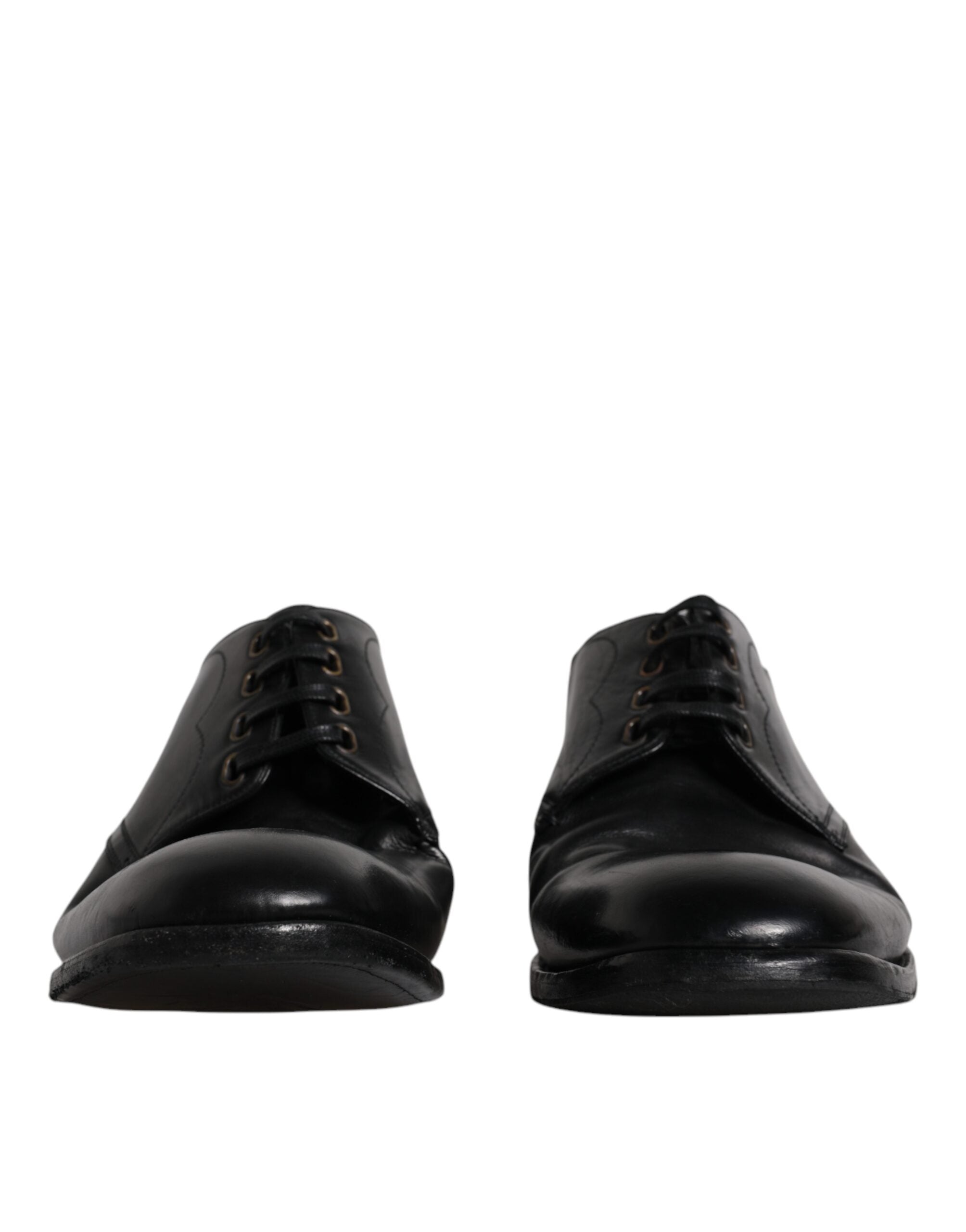Dolce & Gabbana Black Leather Derby Formal Men Dress Men's Shoes (Pre-Owned)