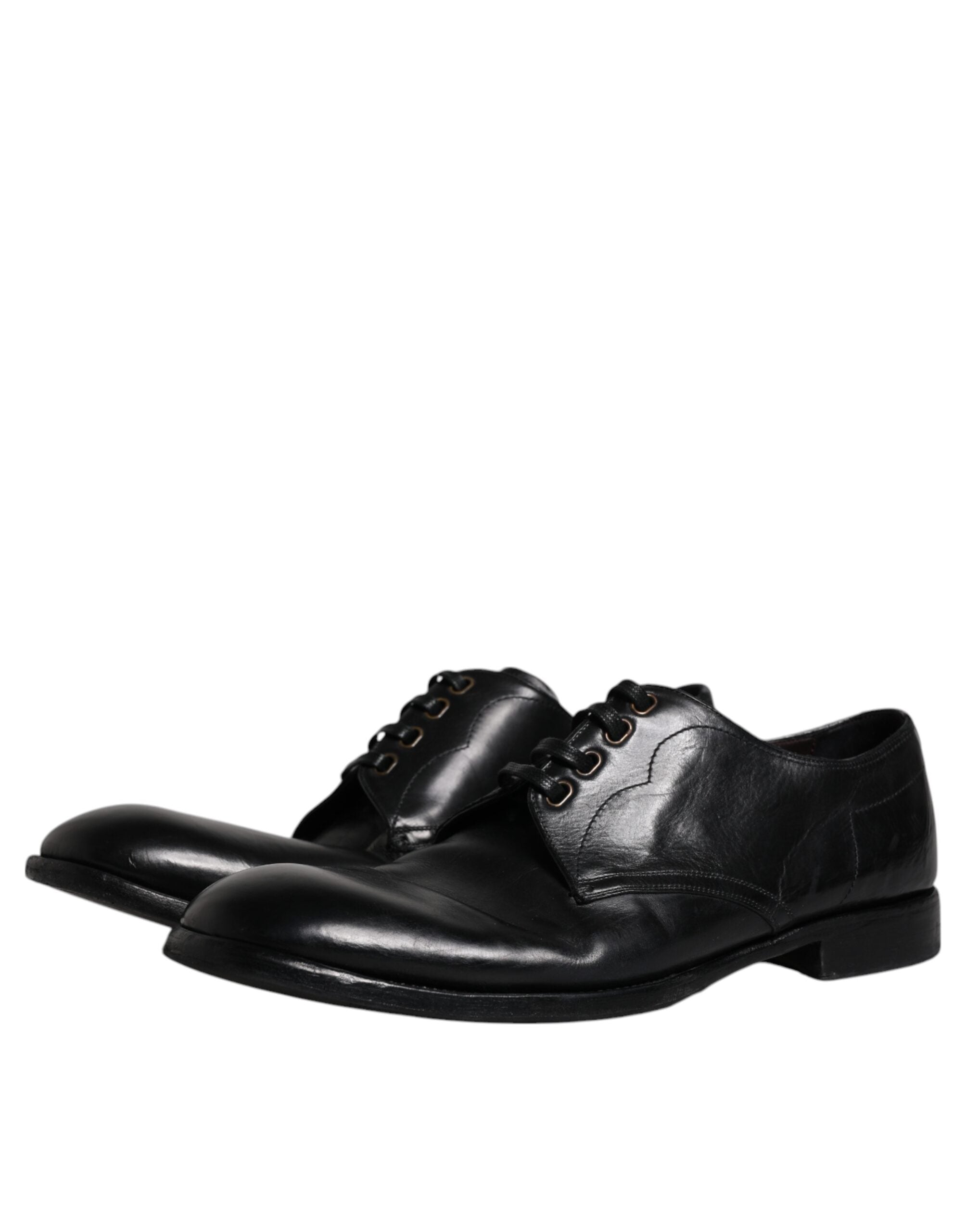 Dolce & Gabbana Black Leather Derby Formal Men Dress Men's Shoes (Pre-Owned)