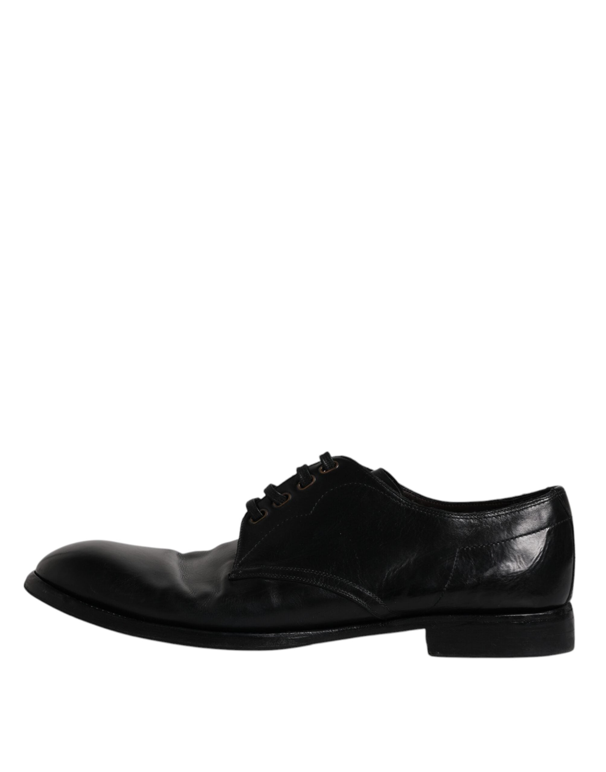 Dolce & Gabbana Black Leather Derby Formal Men Dress Men's Shoes (Pre-Owned)