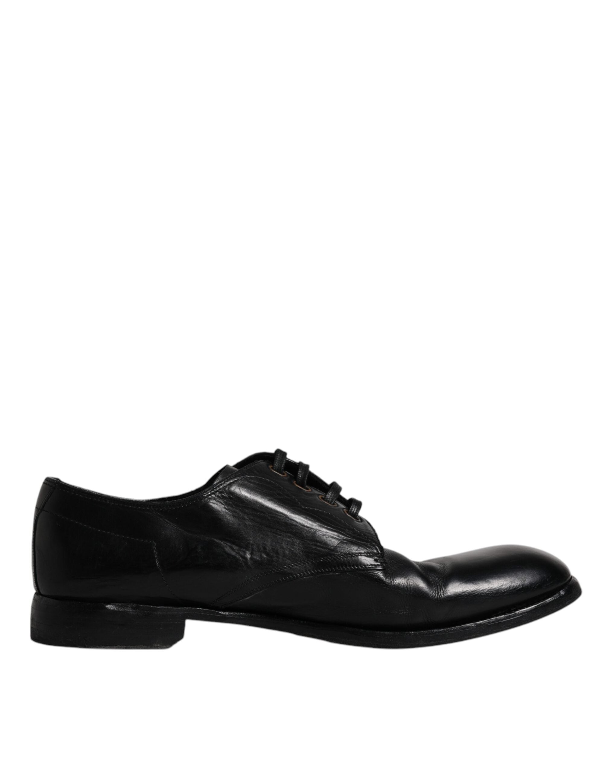 Dolce & Gabbana Black Leather Derby Formal Men Dress Men's Shoes (Pre-Owned)