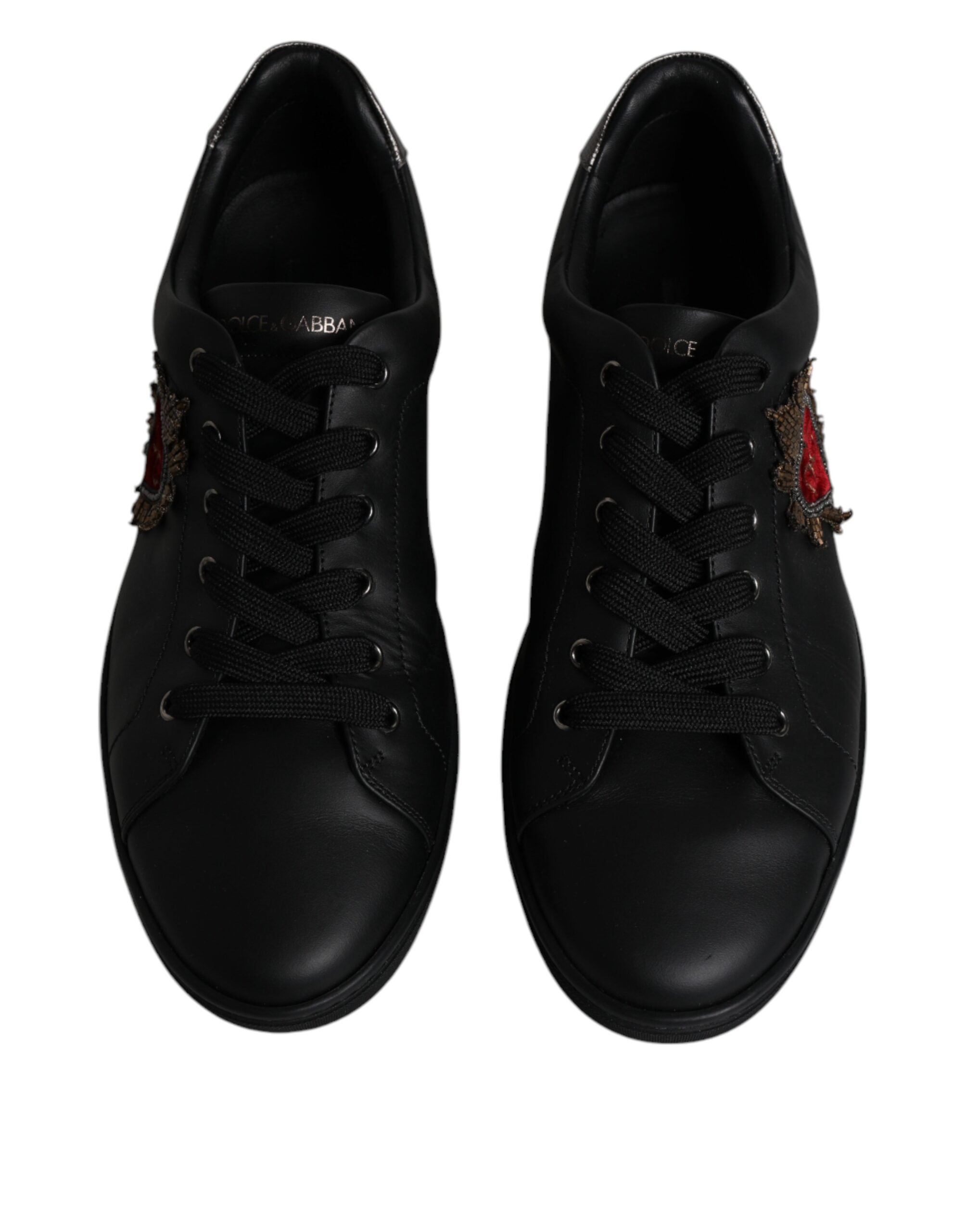 Dolce & Gabbana Black Leather London Heart Men Sneakers Men's Shoes (Pre-Owned)