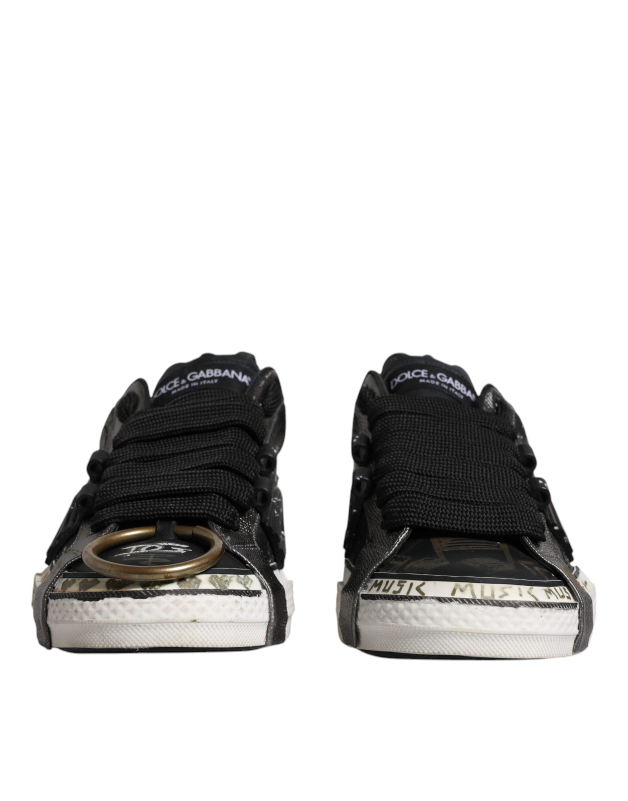 Dolce & Gabbana Black White Portofino Low Top Sneakers Men's Shoes (Pre-Owned)