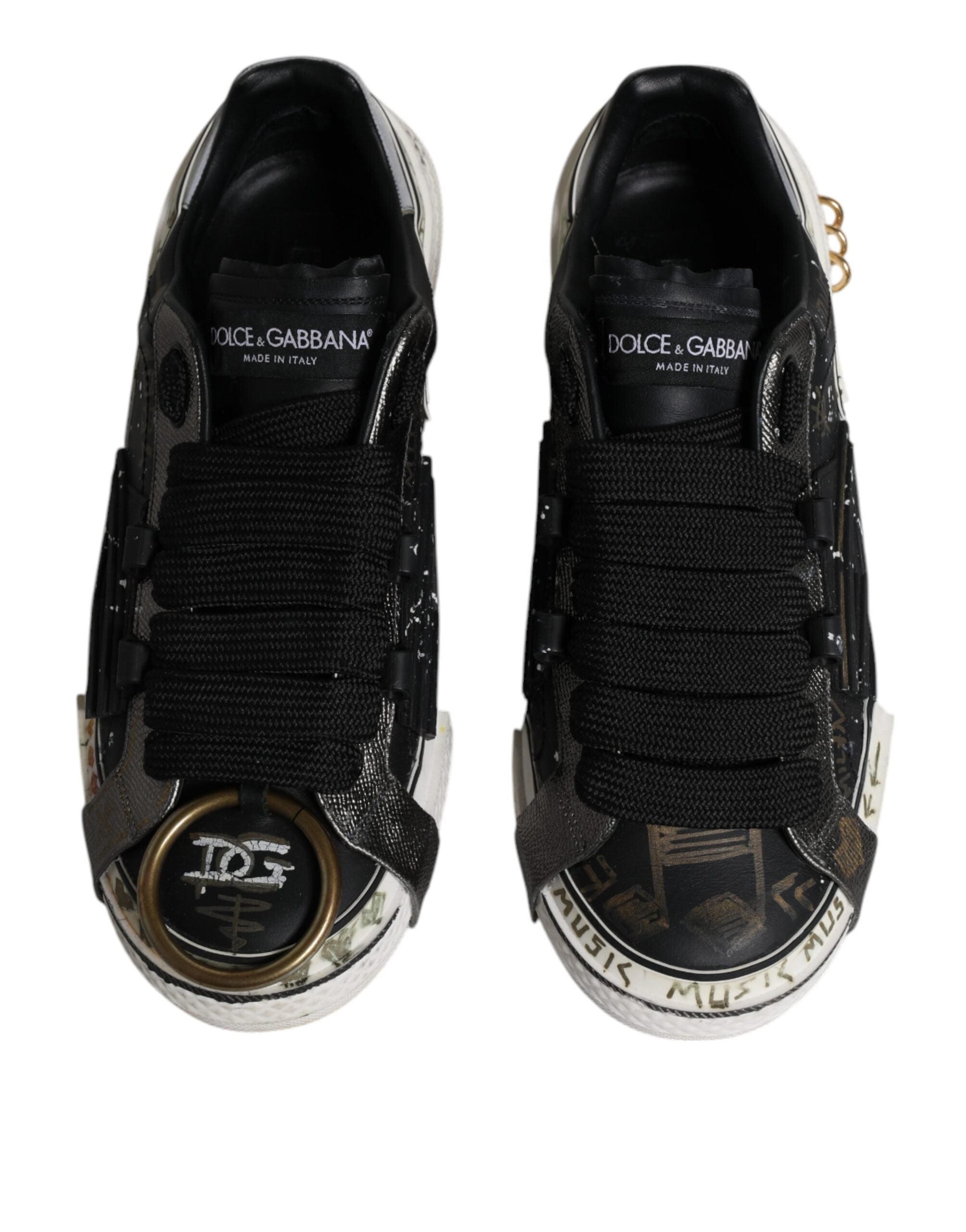 Dolce & Gabbana Black White Portofino Low Top Sneakers Men's Shoes (Pre-Owned)