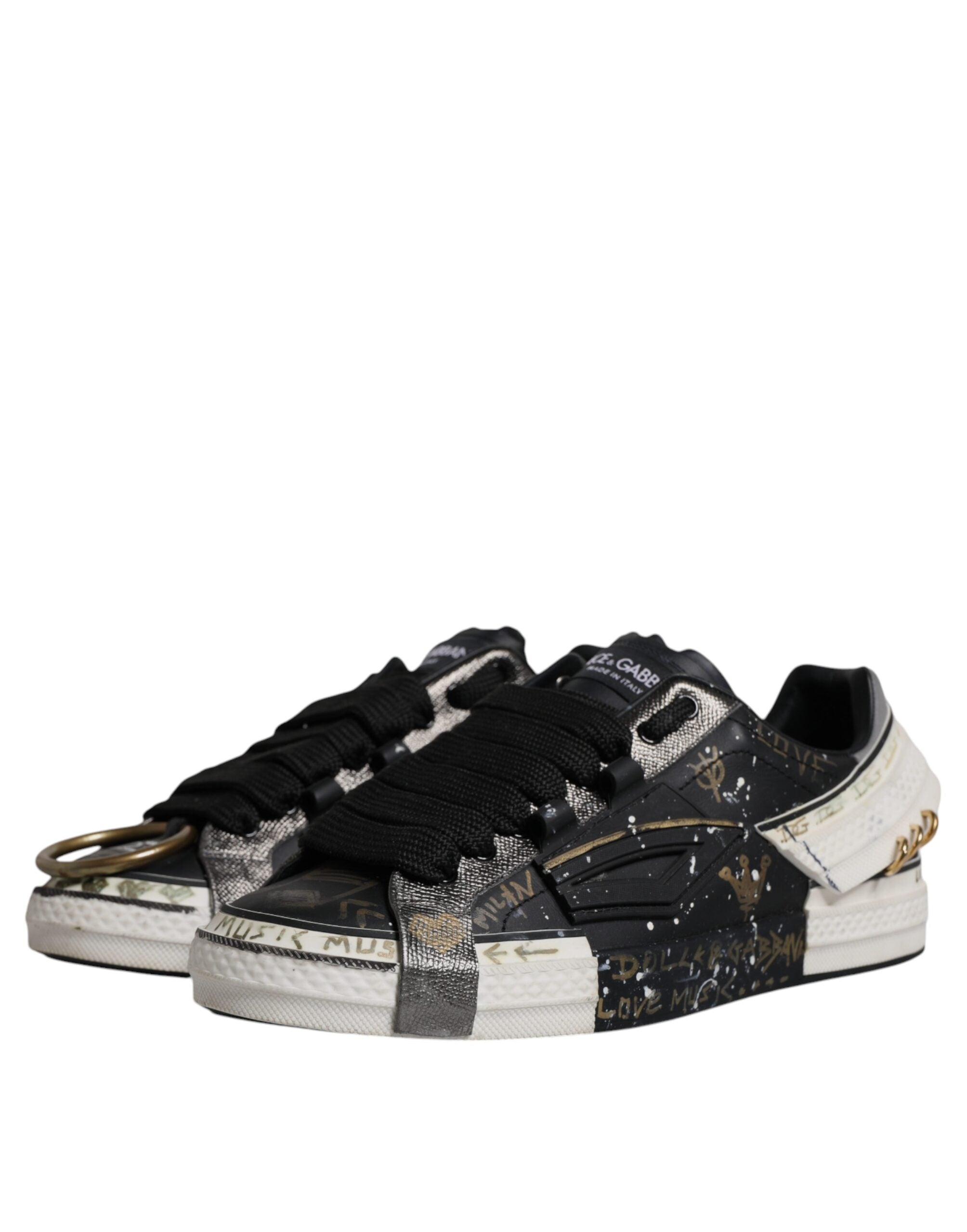 Dolce & Gabbana Black White Portofino Low Top Sneakers Men's Shoes (Pre-Owned)
