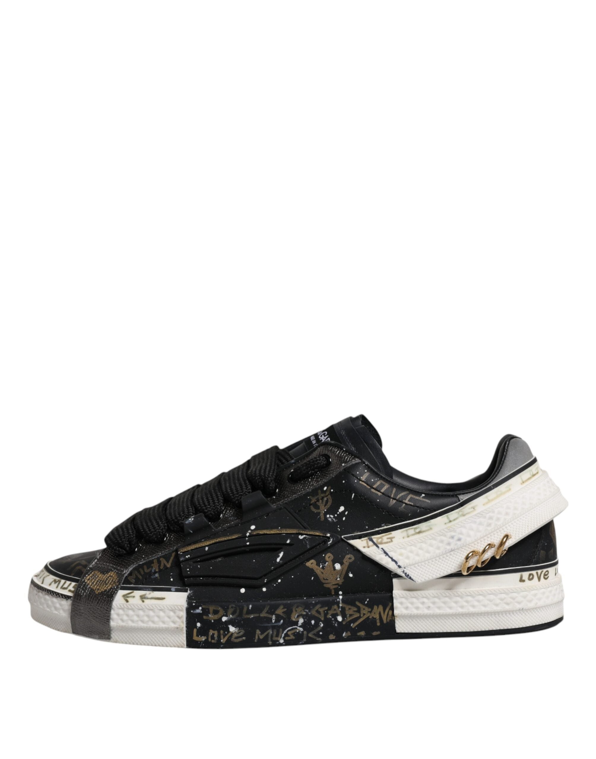Dolce & Gabbana Black White Portofino Low Top Sneakers Men's Shoes (Pre-Owned)