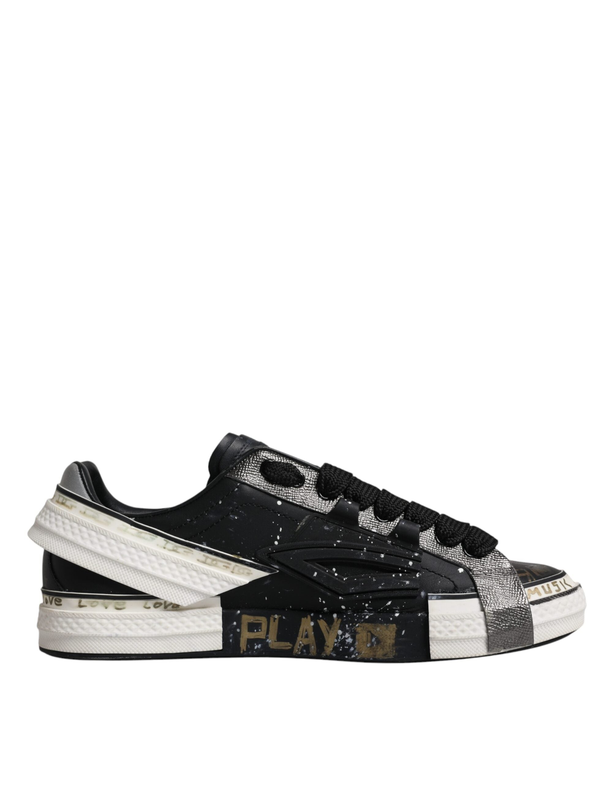 Dolce & Gabbana Black White Portofino Low Top Sneakers Men's Shoes (Pre-Owned)