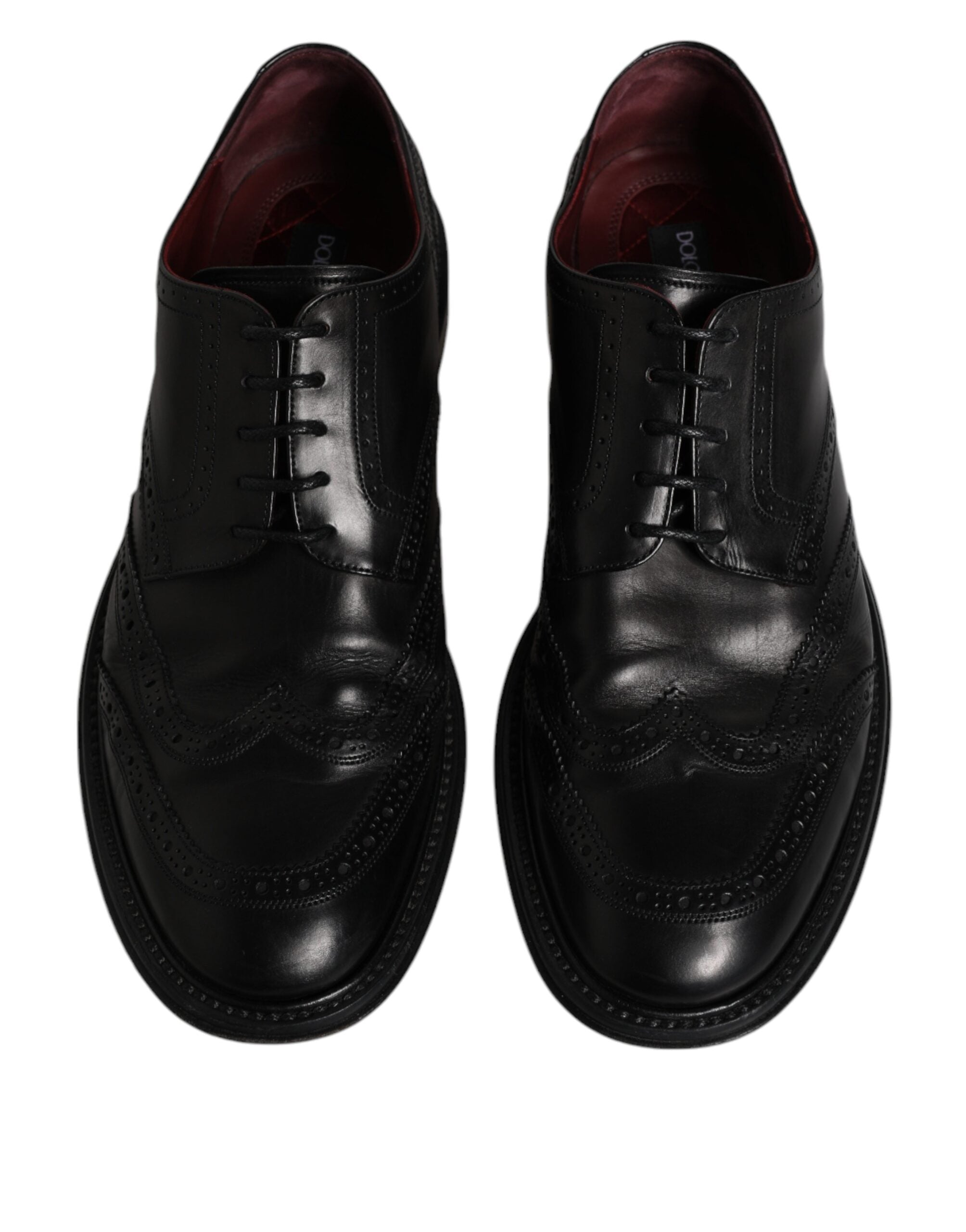 Dolce & Gabbana Black Leather Derby Wingtip Formal Men's Shoes (Pre-Owned)