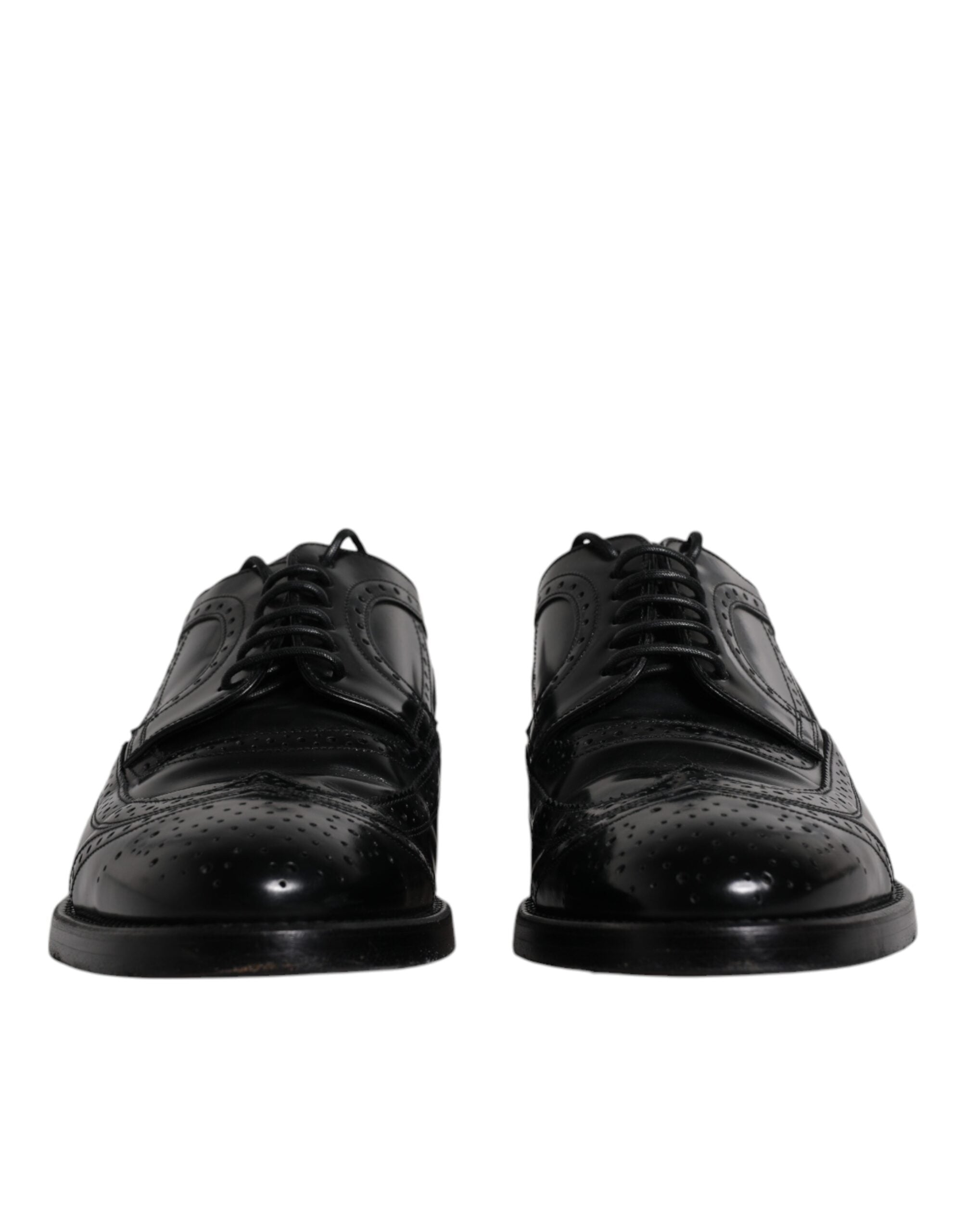 Dolce & Gabbana Black Leather Derby Wingtip Formal Men's Shoes (Pre-Owned)