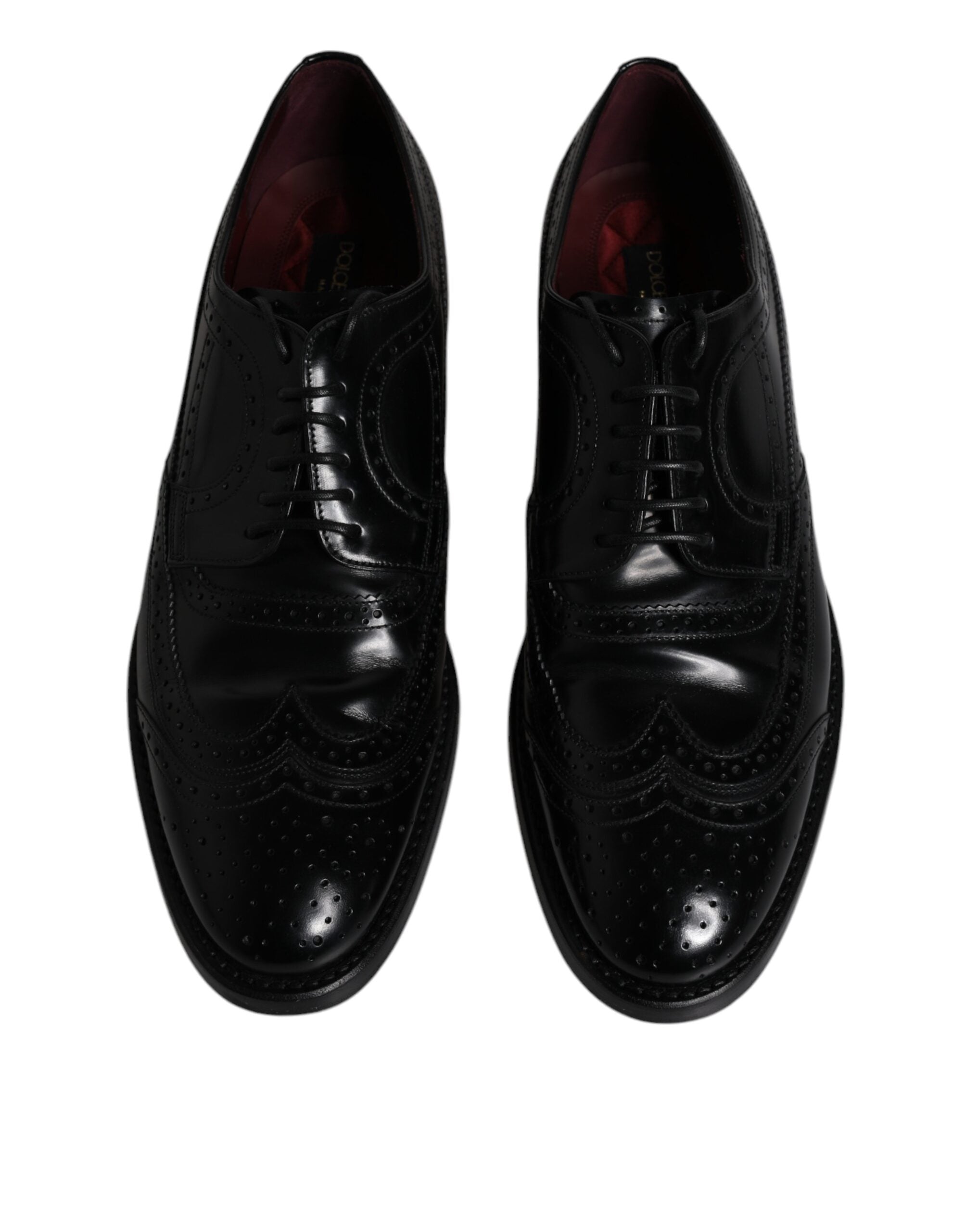 Dolce & Gabbana Black Leather Derby Wingtip Formal Men's Shoes (Pre-Owned)