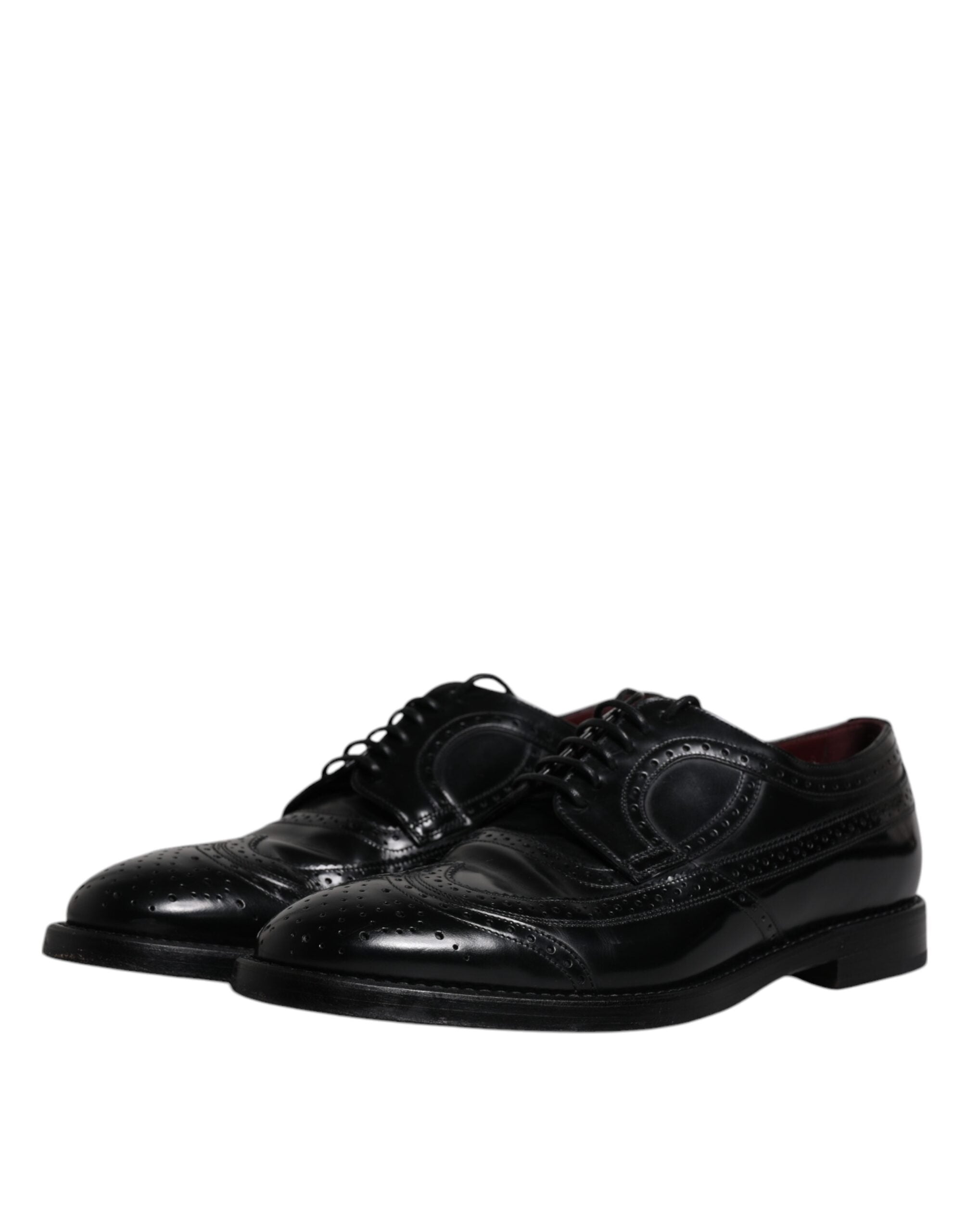Dolce & Gabbana Black Leather Derby Wingtip Formal Men's Shoes (Pre-Owned)