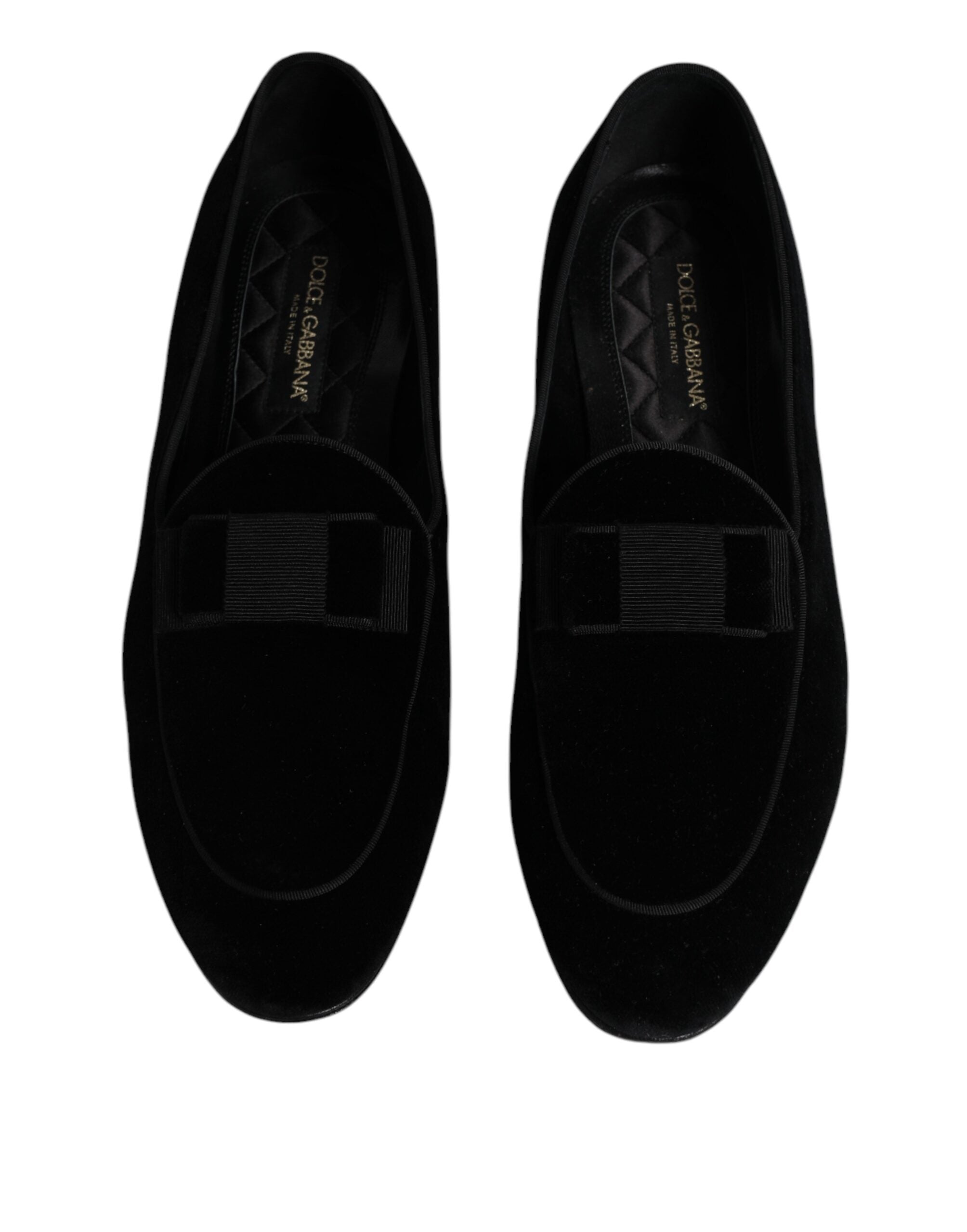 Dolce & Gabbana Black Velvet Loafers Formal Men Dress Men's Shoes (Pre-Owned)