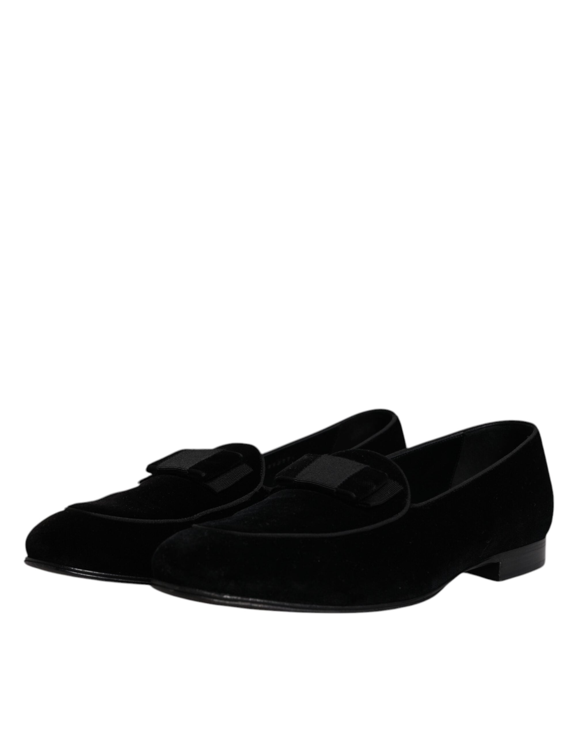 Dolce & Gabbana Black Velvet Loafers Formal Men Dress Men's Shoes (Pre-Owned)