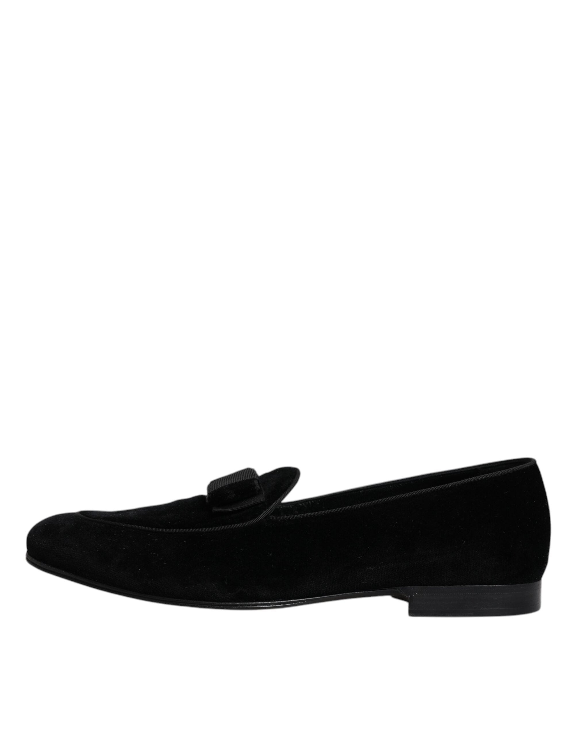 Dolce & Gabbana Black Velvet Loafers Formal Men Dress Men's Shoes (Pre-Owned)