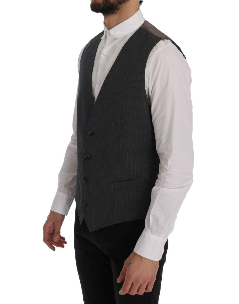 Dolce & Gabbana Gray STAFF Cotton Striped Men's Vest