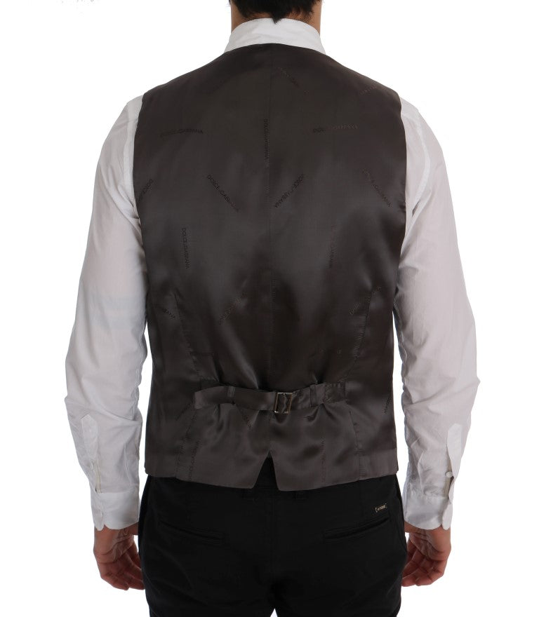 Dolce & Gabbana Gray STAFF Cotton Striped Men's Vest