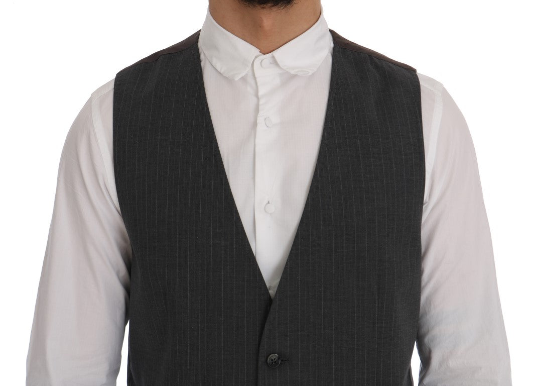 Dolce & Gabbana Gray STAFF Cotton Striped Men's Vest