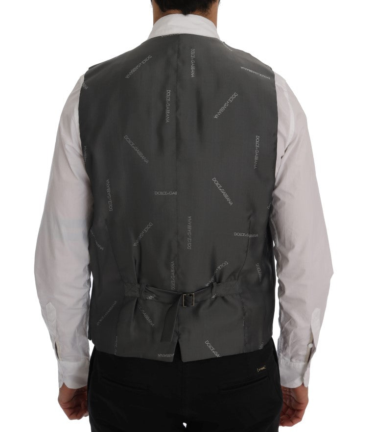 Dolce & Gabbana Elegant Gray Striped Waistcoat Men's Vest