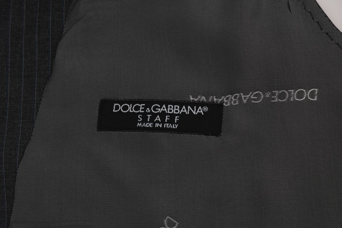 Dolce & Gabbana Elegant Gray Striped Waistcoat Men's Vest